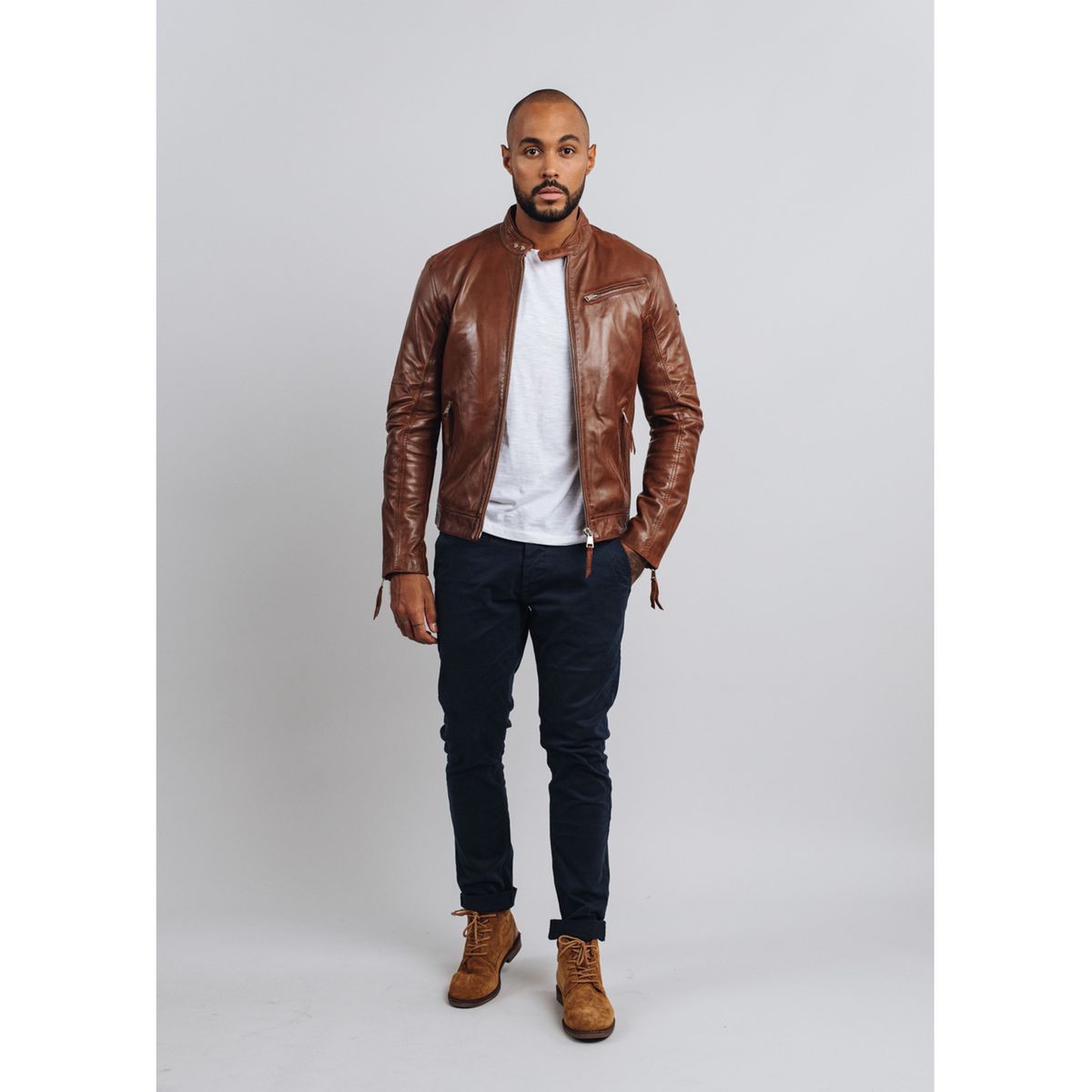 Blouson cuir homme cognac hot sale