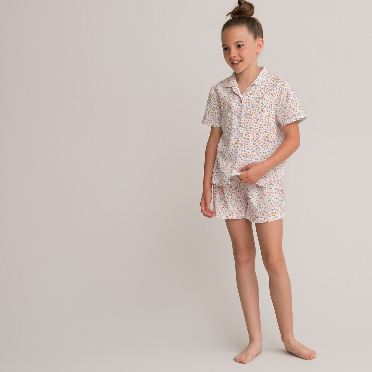 Pijama com estampado floral, 3-14 anos