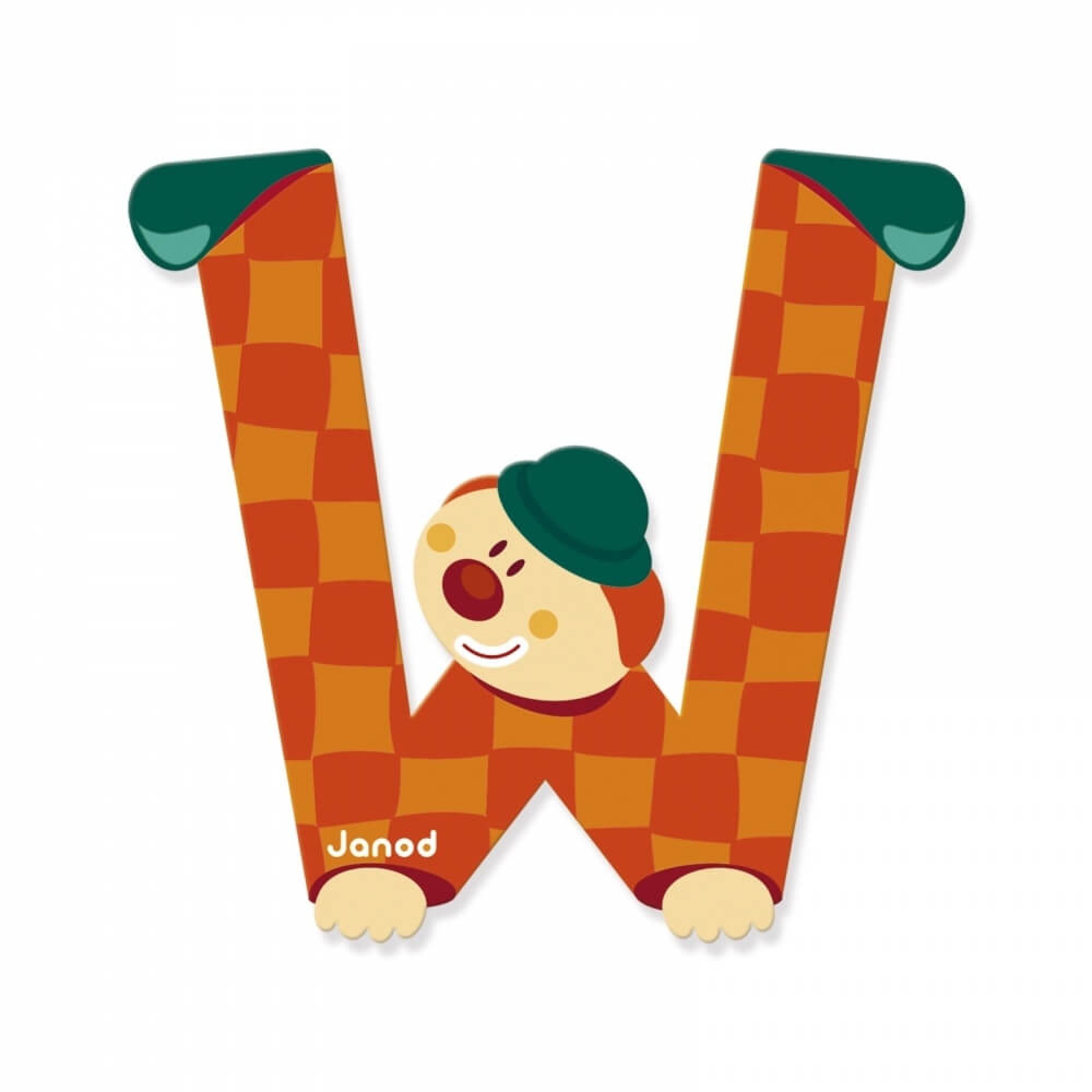 Lettre de l'alphabet Clown W, JANOD