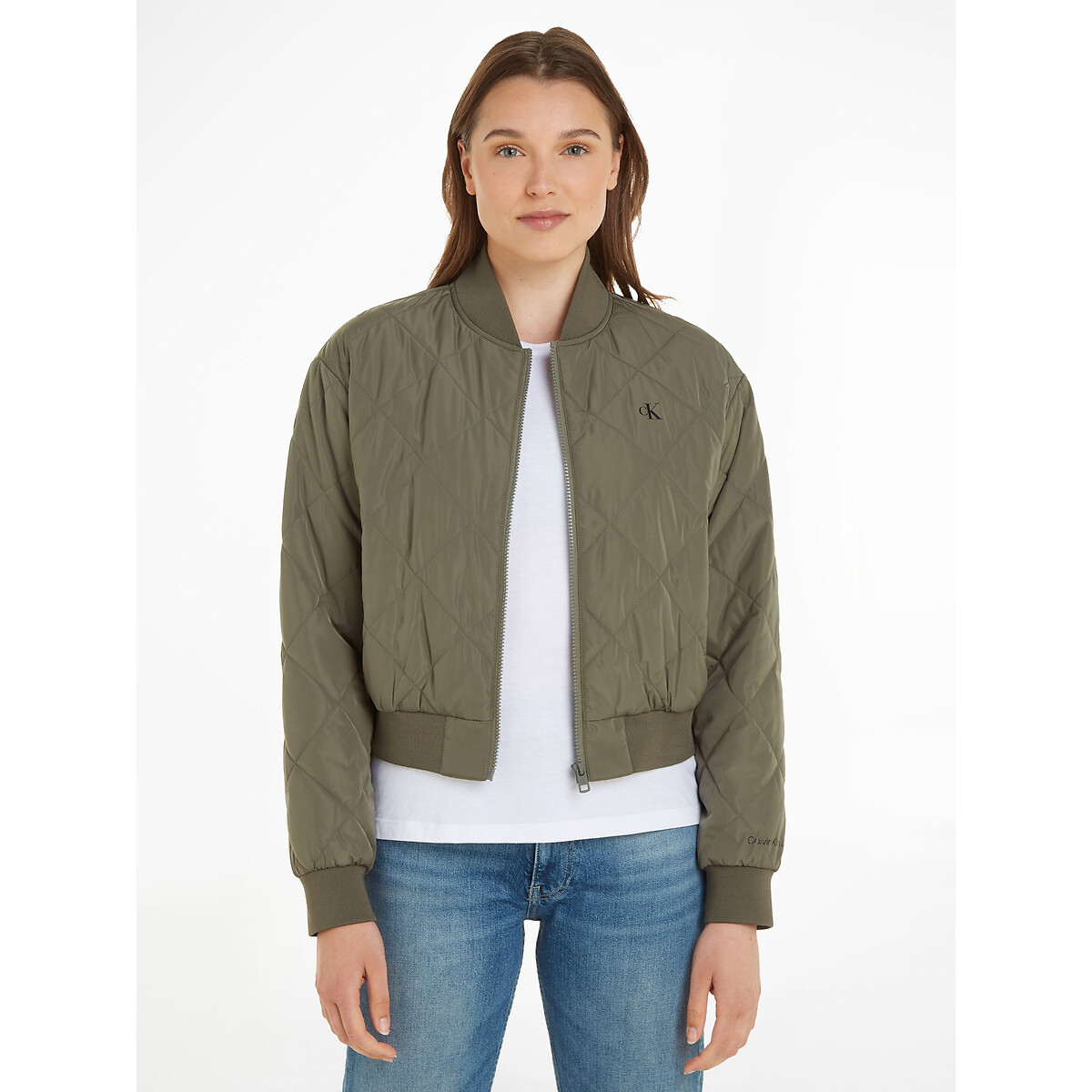 Short Quilted Bomber Jacket