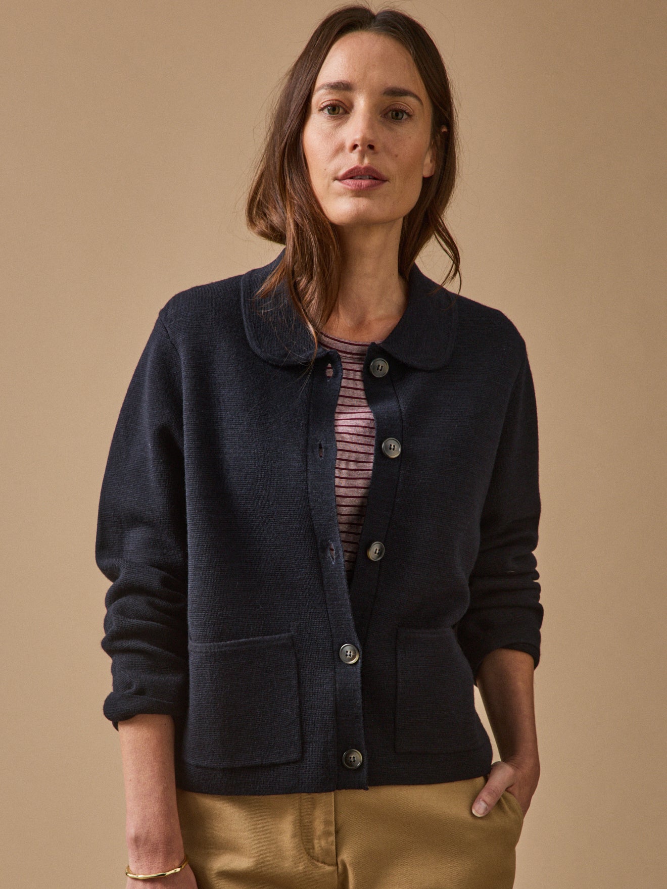 Gilet col chemise maille milano, CYRILLUS