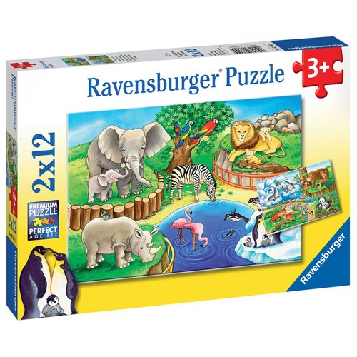 Ravensburger - puzzle enfant - puzzles 2x12 p - les animaux du zoo