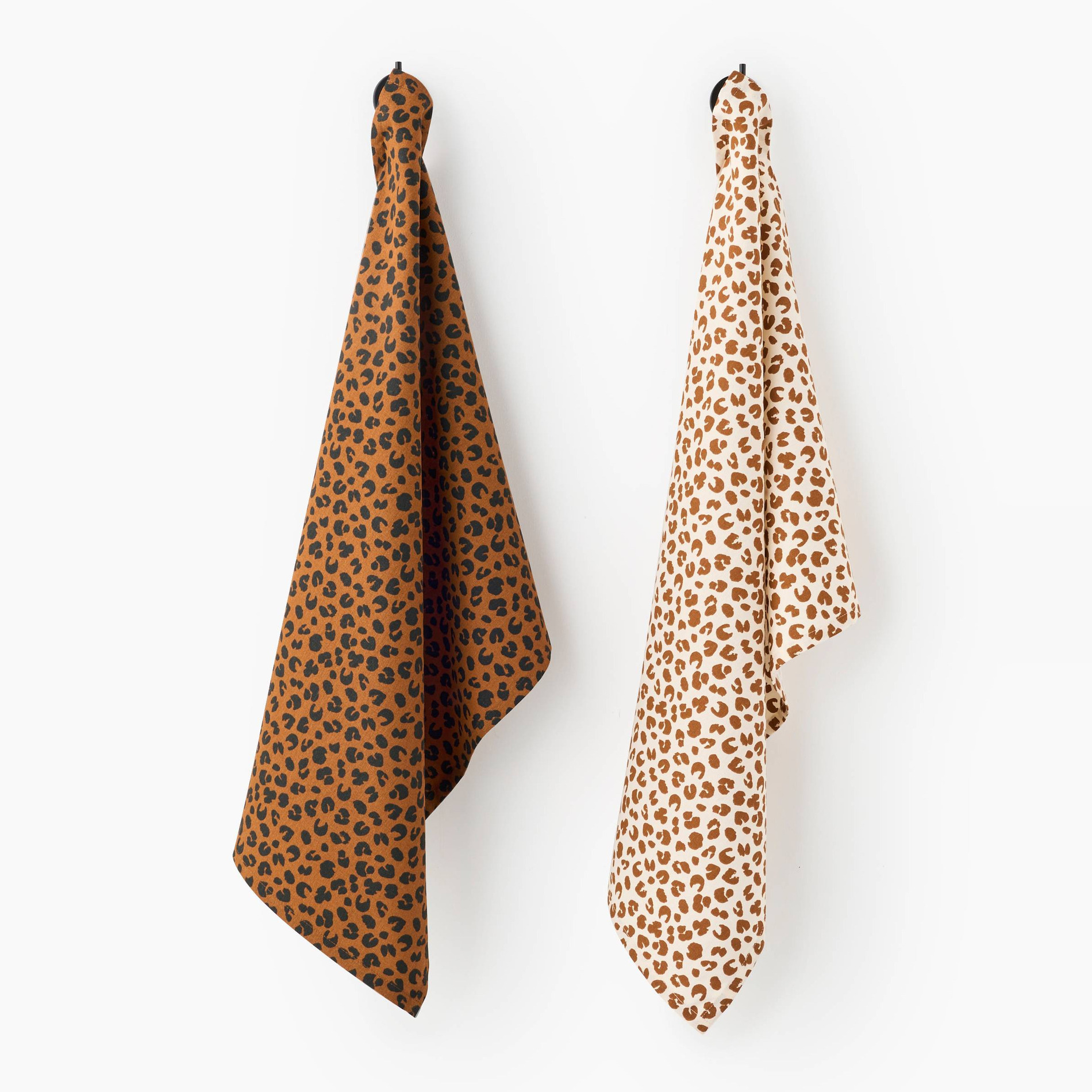 Lot de 2 torchons imprimé léopard, 50x70cm, 100% coton recyclé, MONOPRIX