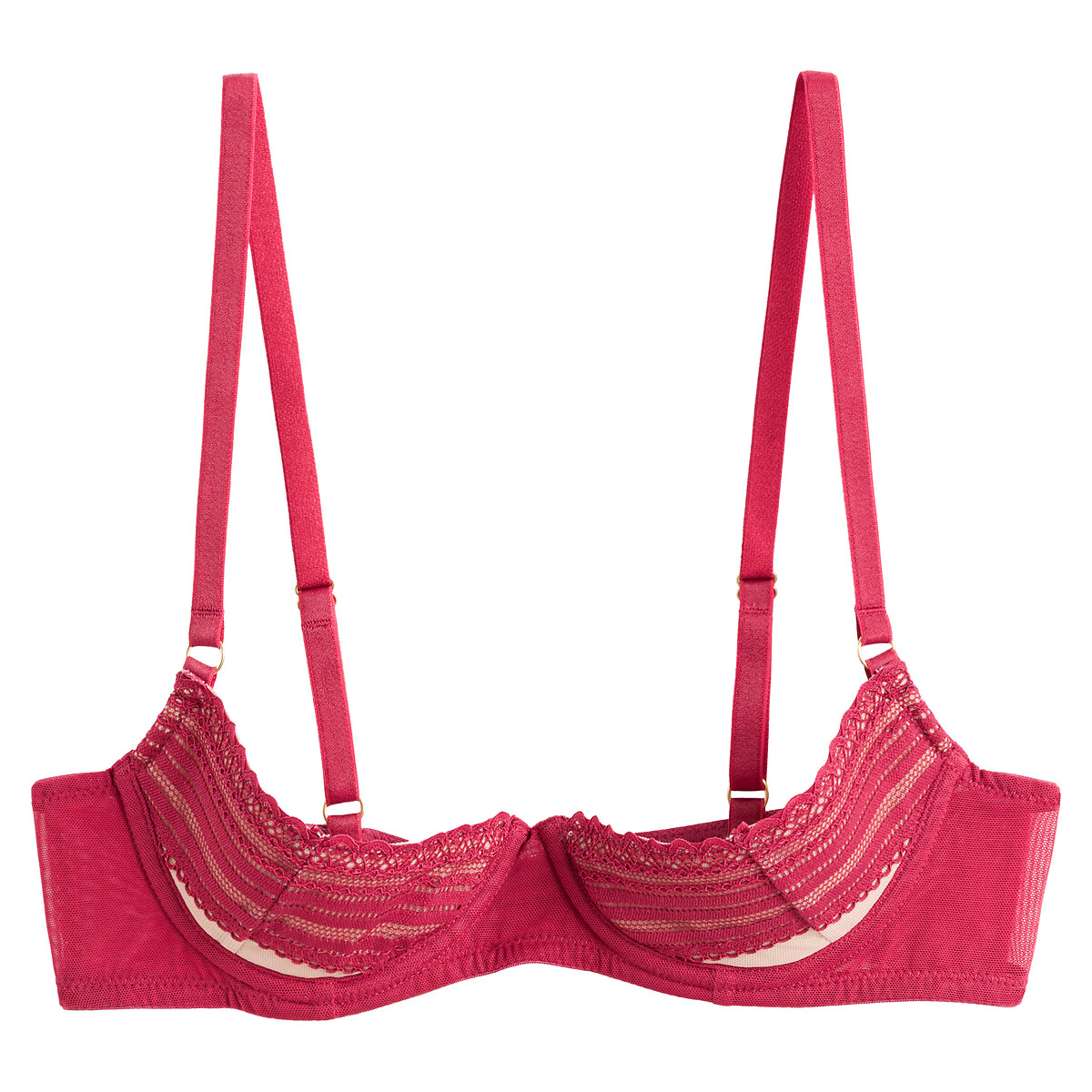 Plus Size Peek a Boo 2 piece Lace lingerie set - Red