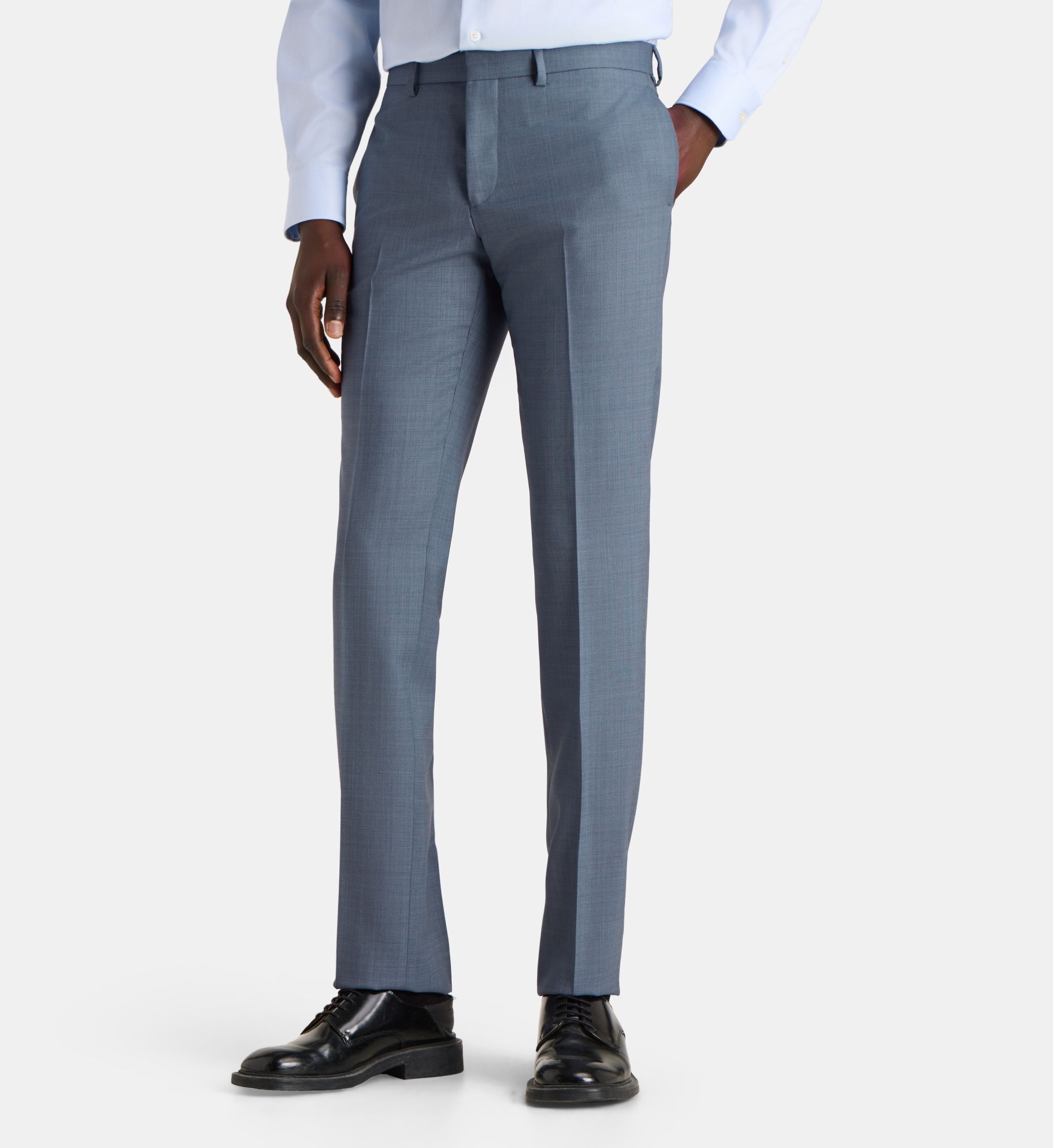 Pantalon de costume à pinces albino en laine, COMPTOIR GL