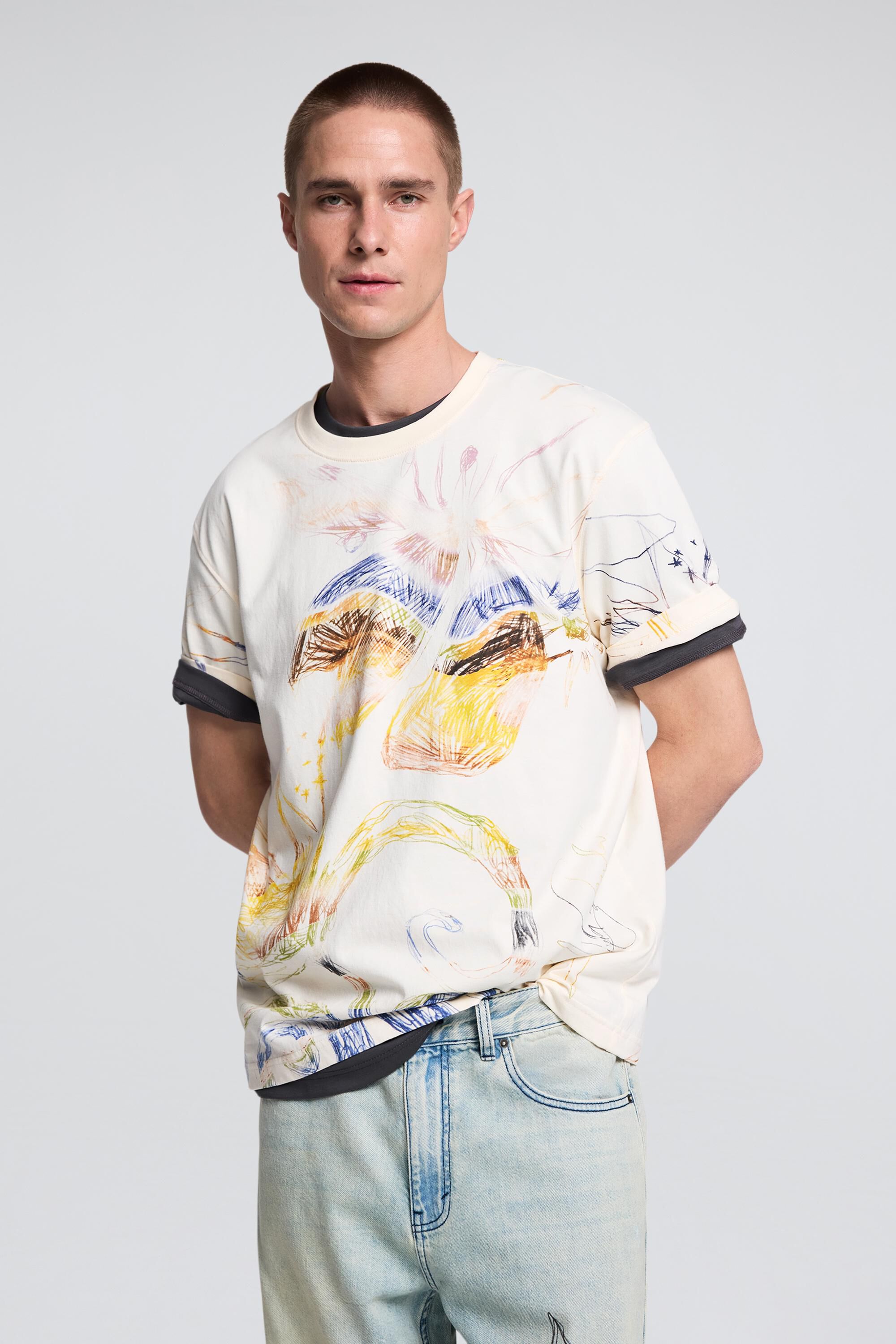 T-shirt imprimé à motifs, DESIGUAL