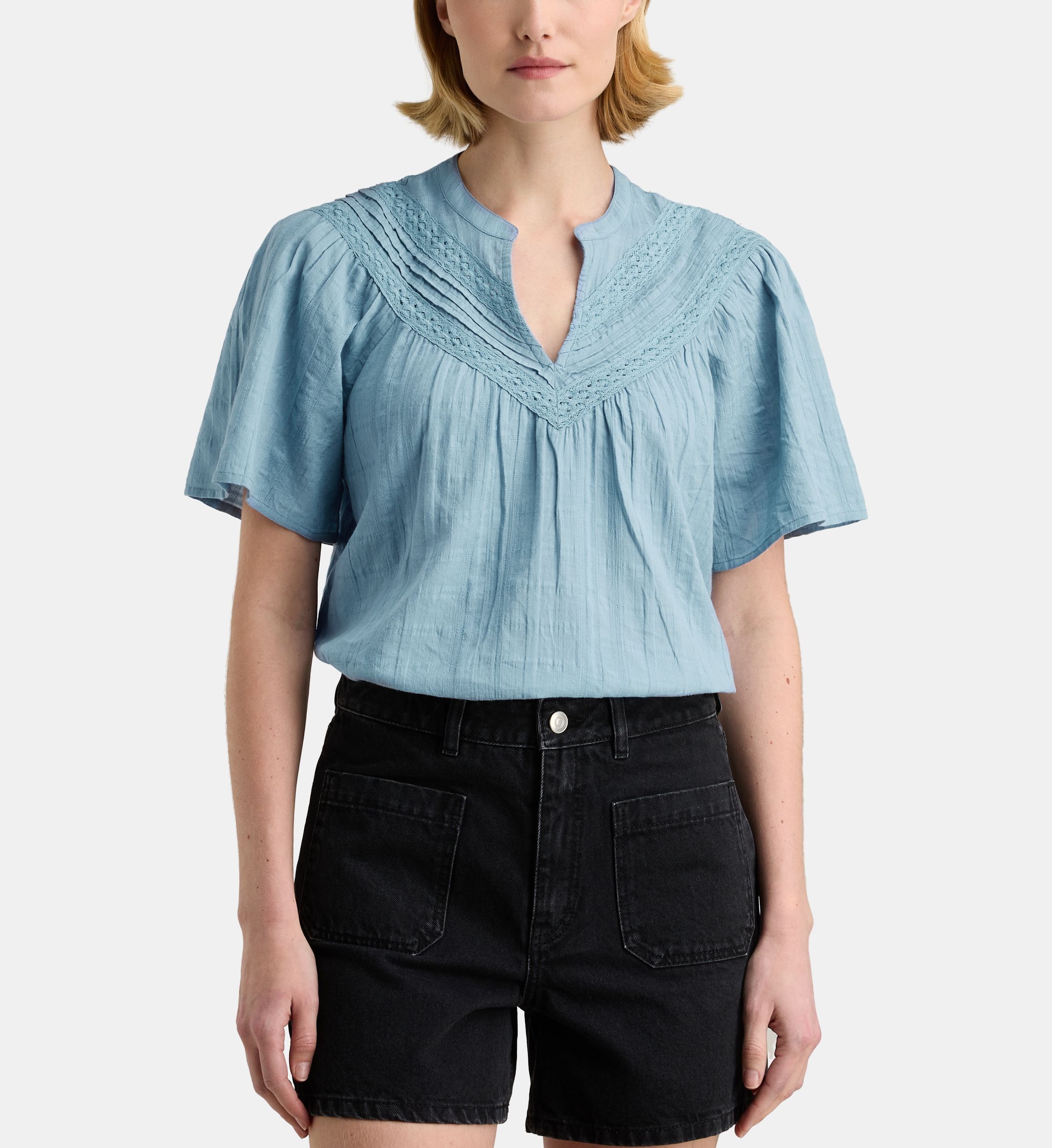 Top cascavel brodé en dobby de coton bio, GALERIES LAFAYETTE