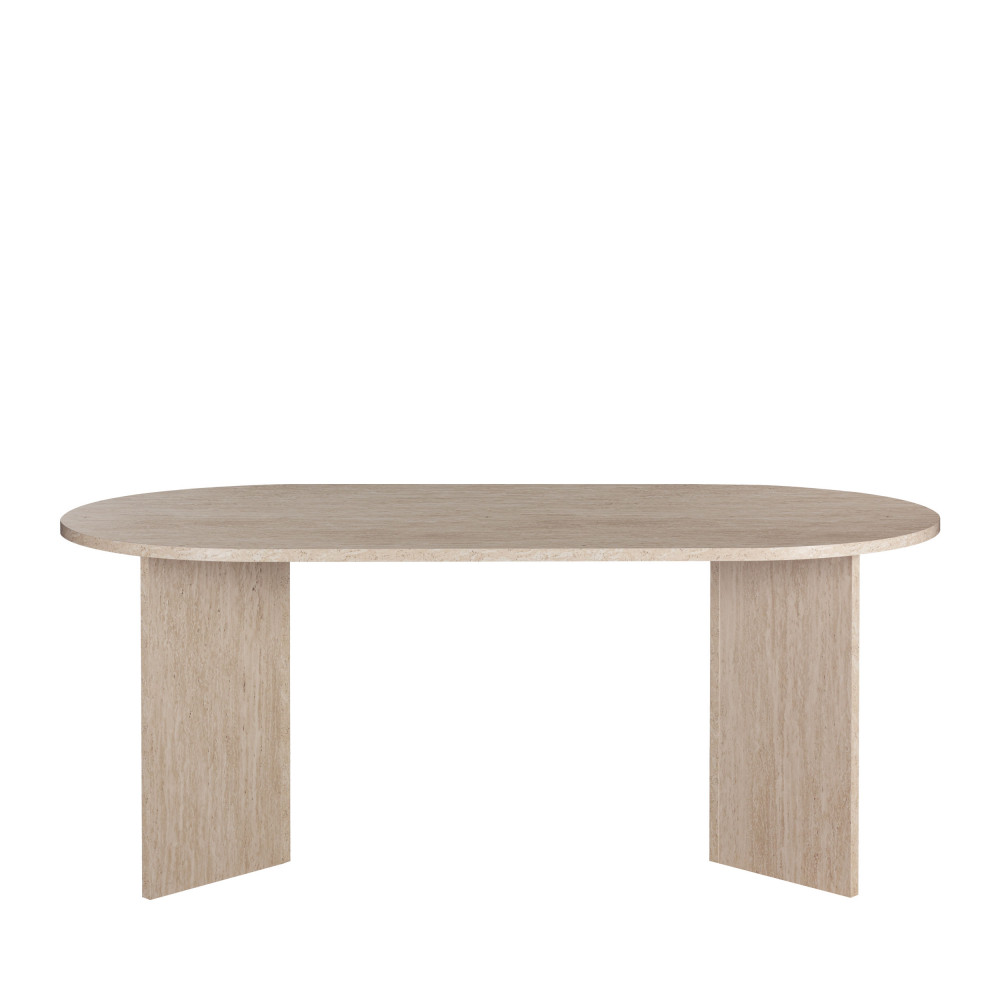 Table à manger 8 personnes ovale effet travertin - CALIAN, DRAWER