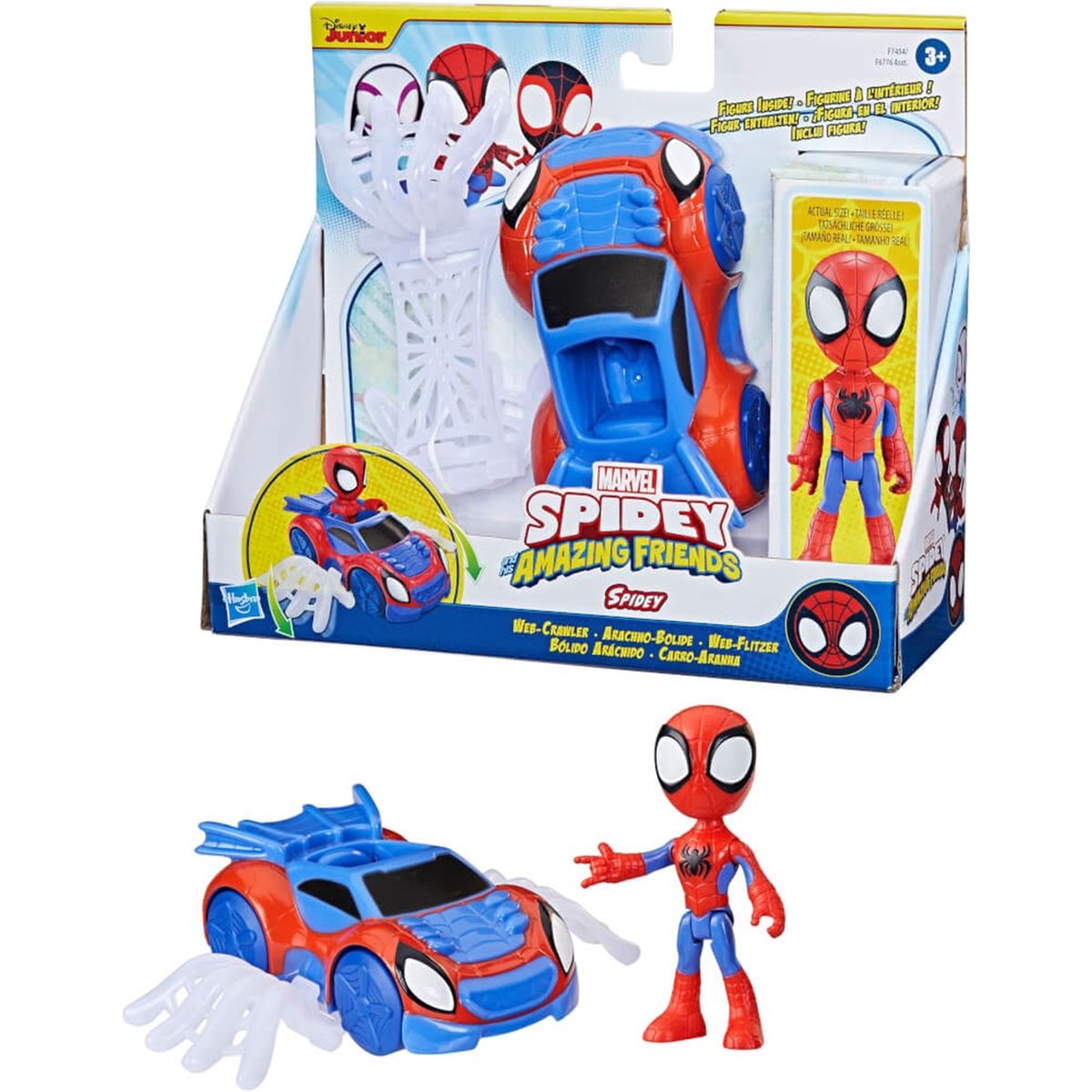 Figurine Spidey de 10 cm avec véhicule Arachno-bolide convertible 2 en 2 -  HASBRO - Spiderman - Jouet - Blanc