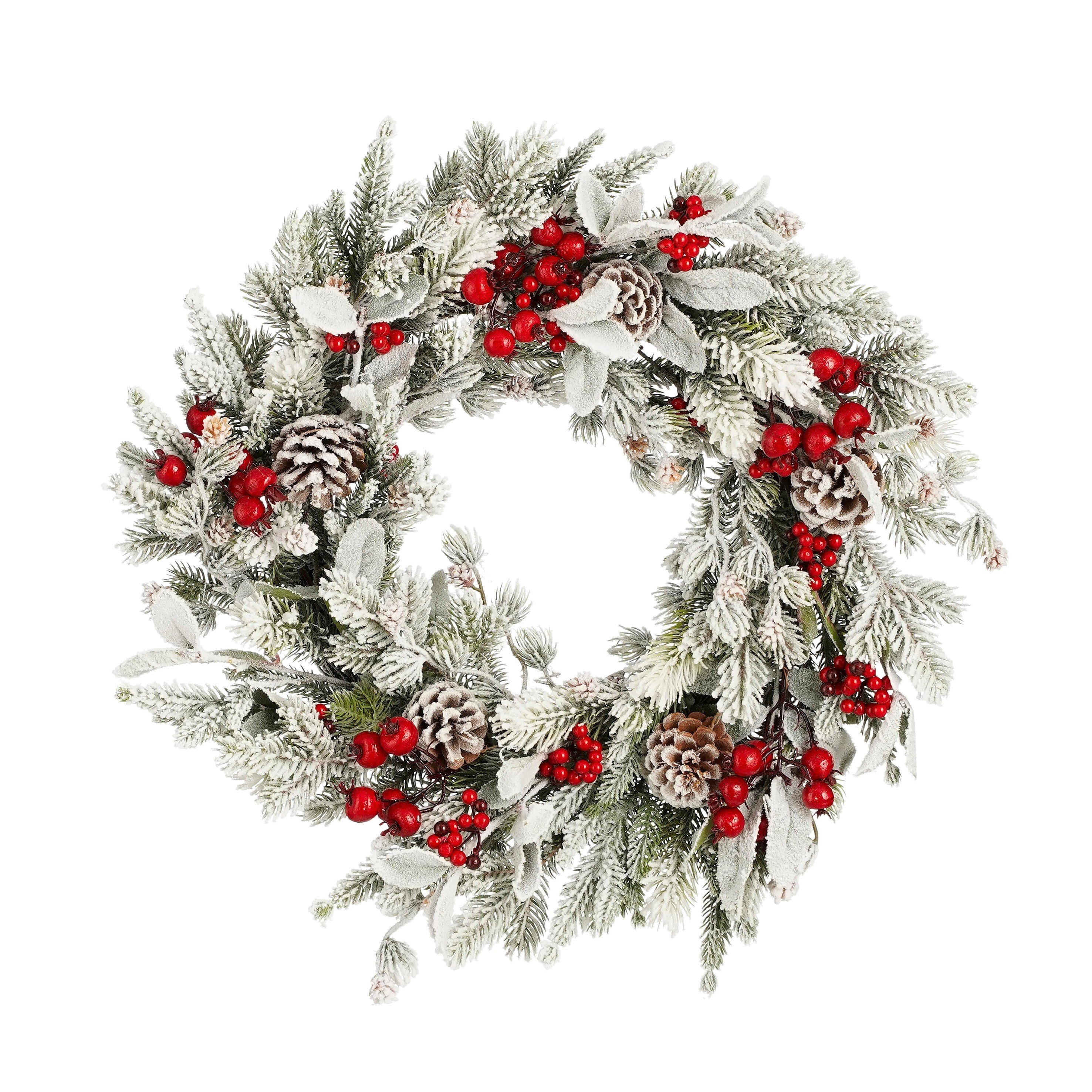 Couronne de Noël enneigée Ø50 cm BELFORT, MICA DECORATIONS