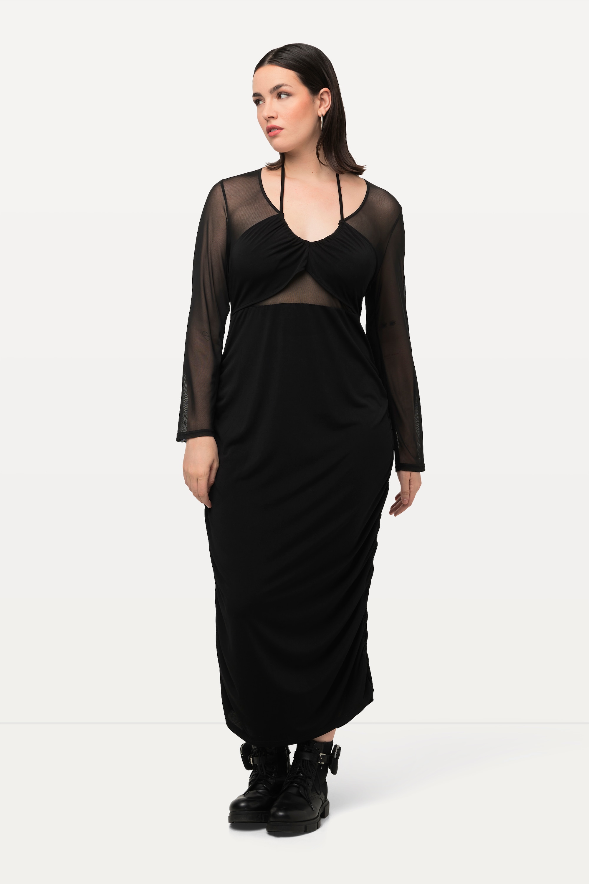 Robe maxi, décolleté en V et manches longues, ULLA POPKEN