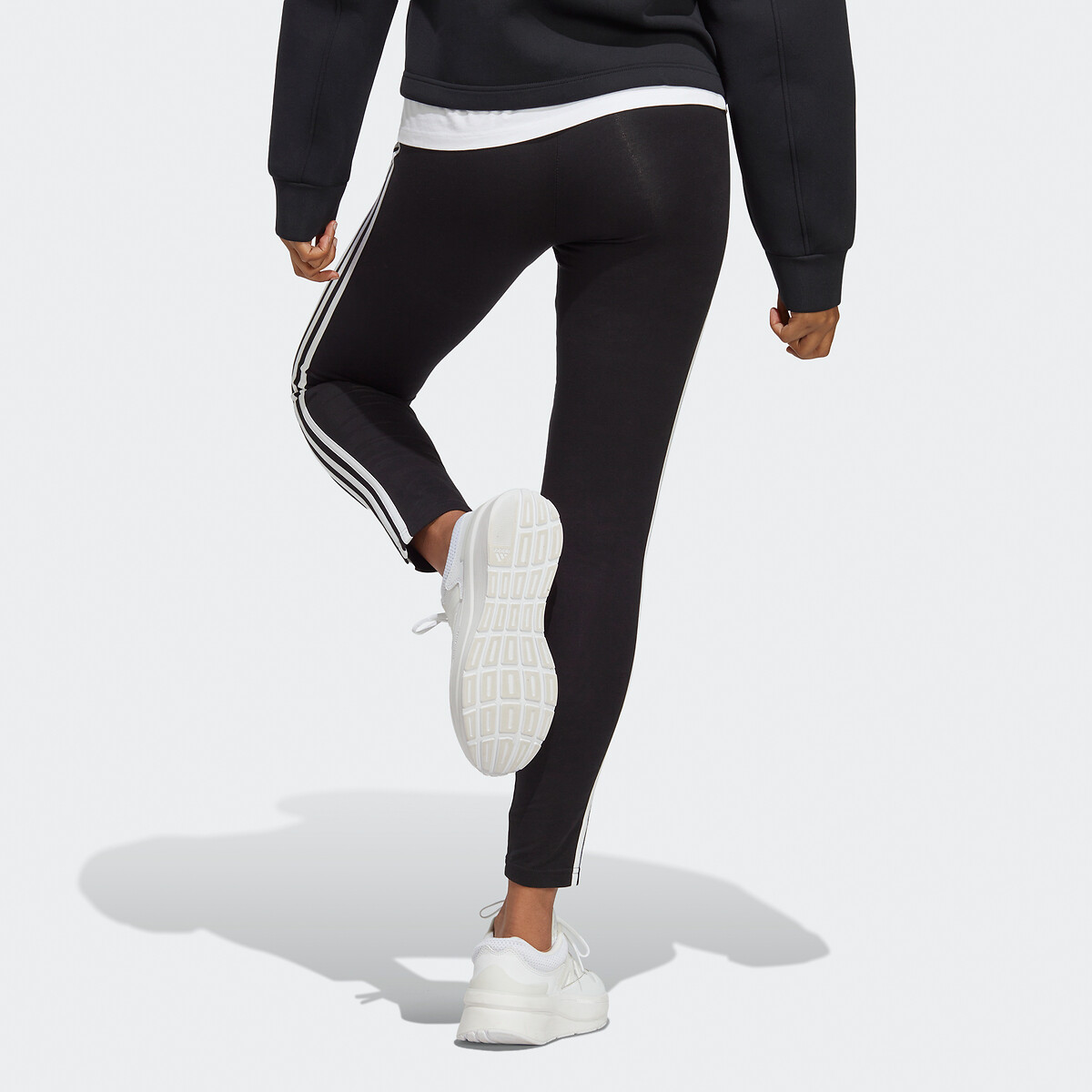 Essentials 3-stripes leggings with high waist, black, Adidas