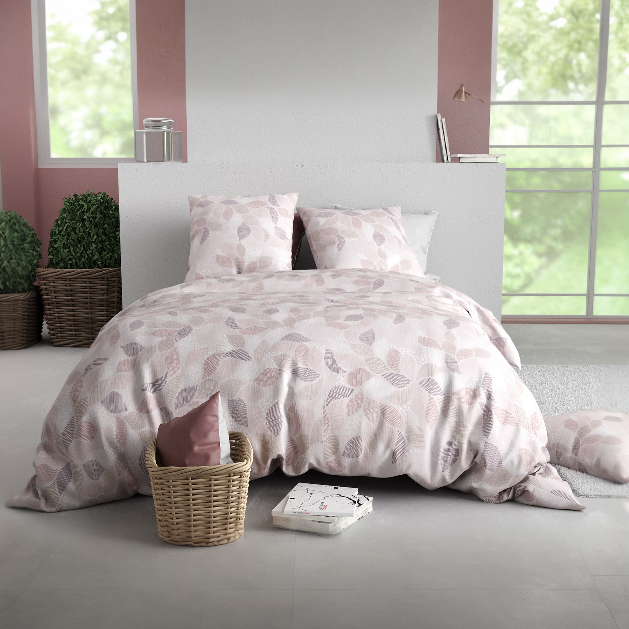 Parure de lit - Housse de couette + taie 100% Coton 57 fils, EDEN
