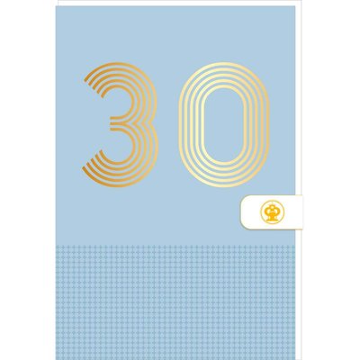 Carte d'anniversaire 30 ans en Or - Bleu clair - A message - Pour Homme et Femme - 11,5 x 17  cm - DRAEGER PARIS