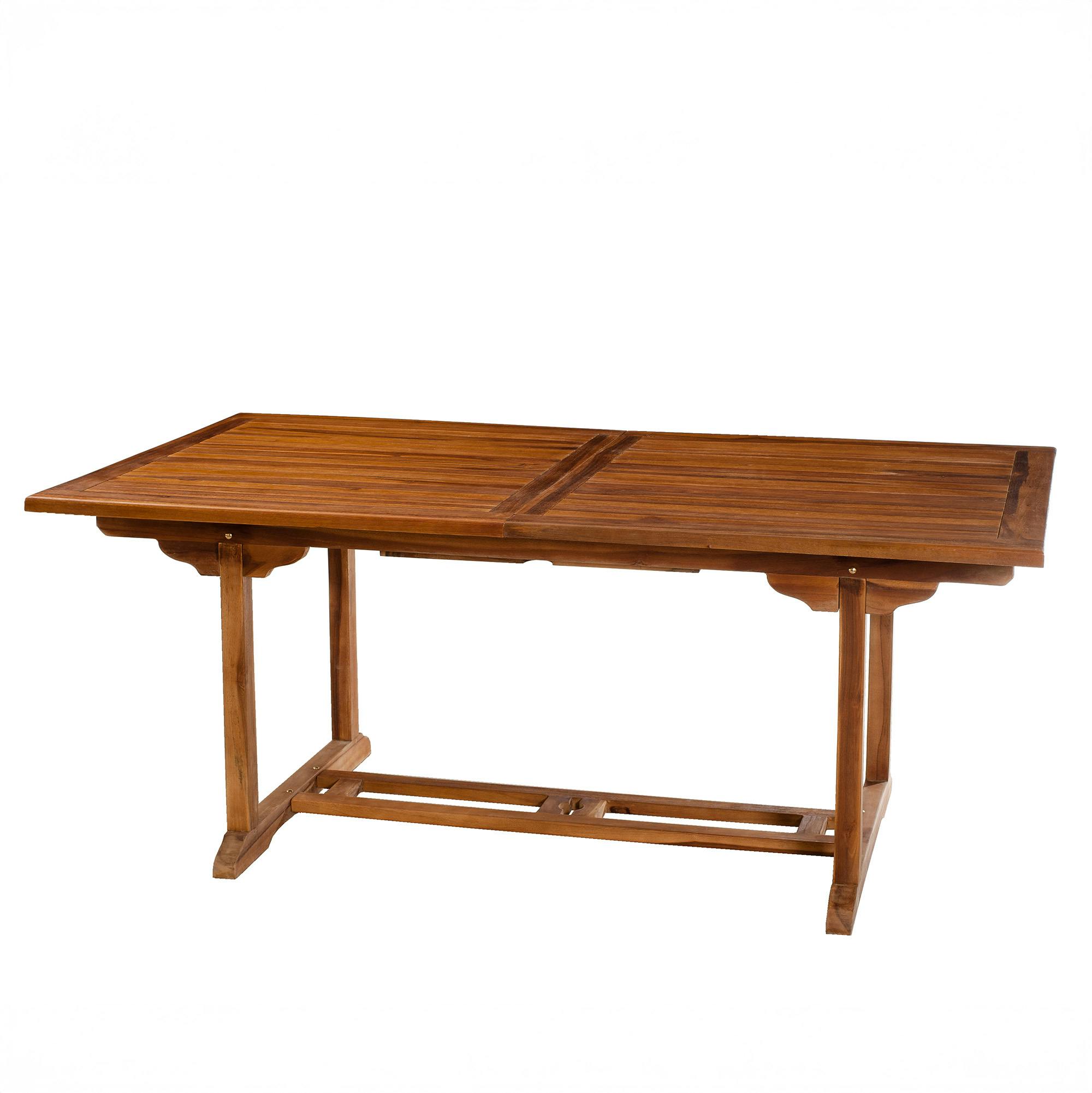 Table de jardin extensible rectangulaire en bois de teck massif huilé 180/240x100cm MACAO 10 personnes, PIER IMPORT