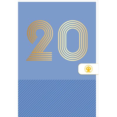 Carte d'anniversaire 20 ans en Or - Bleu - A message - Pour Homme et Femme - 11,5 x 17  cm - DRAEGER PARIS