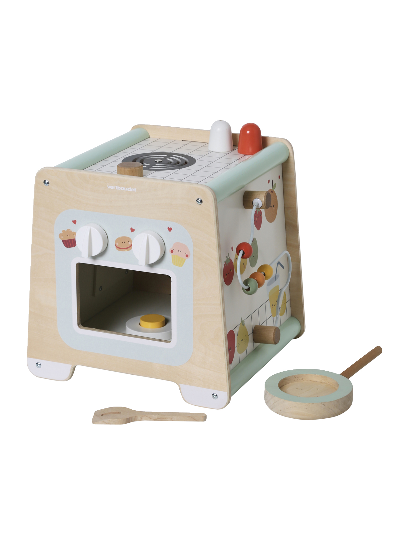 Cube d'activités Cuisinette en bois, VERTBAUDET