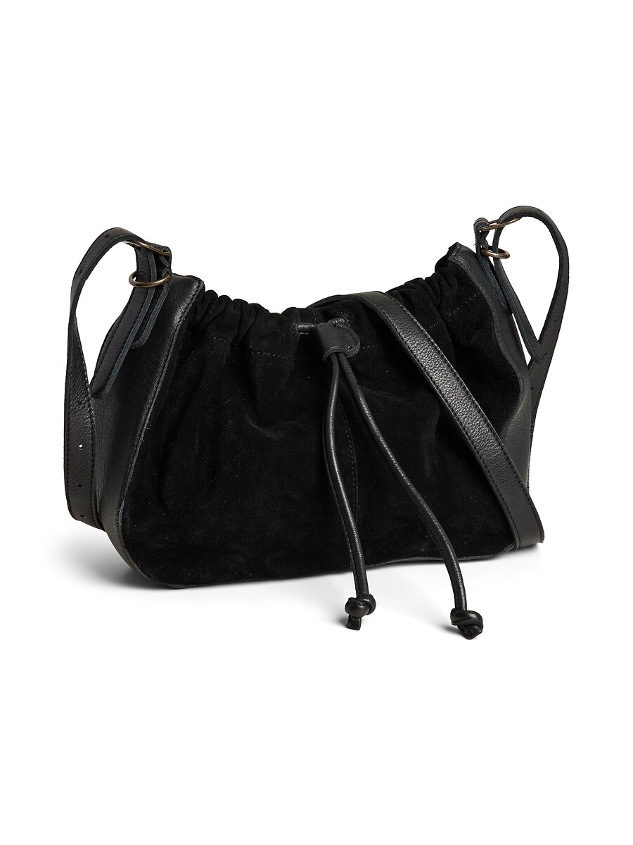 Sac à main cross body, en cuir lisse et en cuir suédé, Alma, PIECES