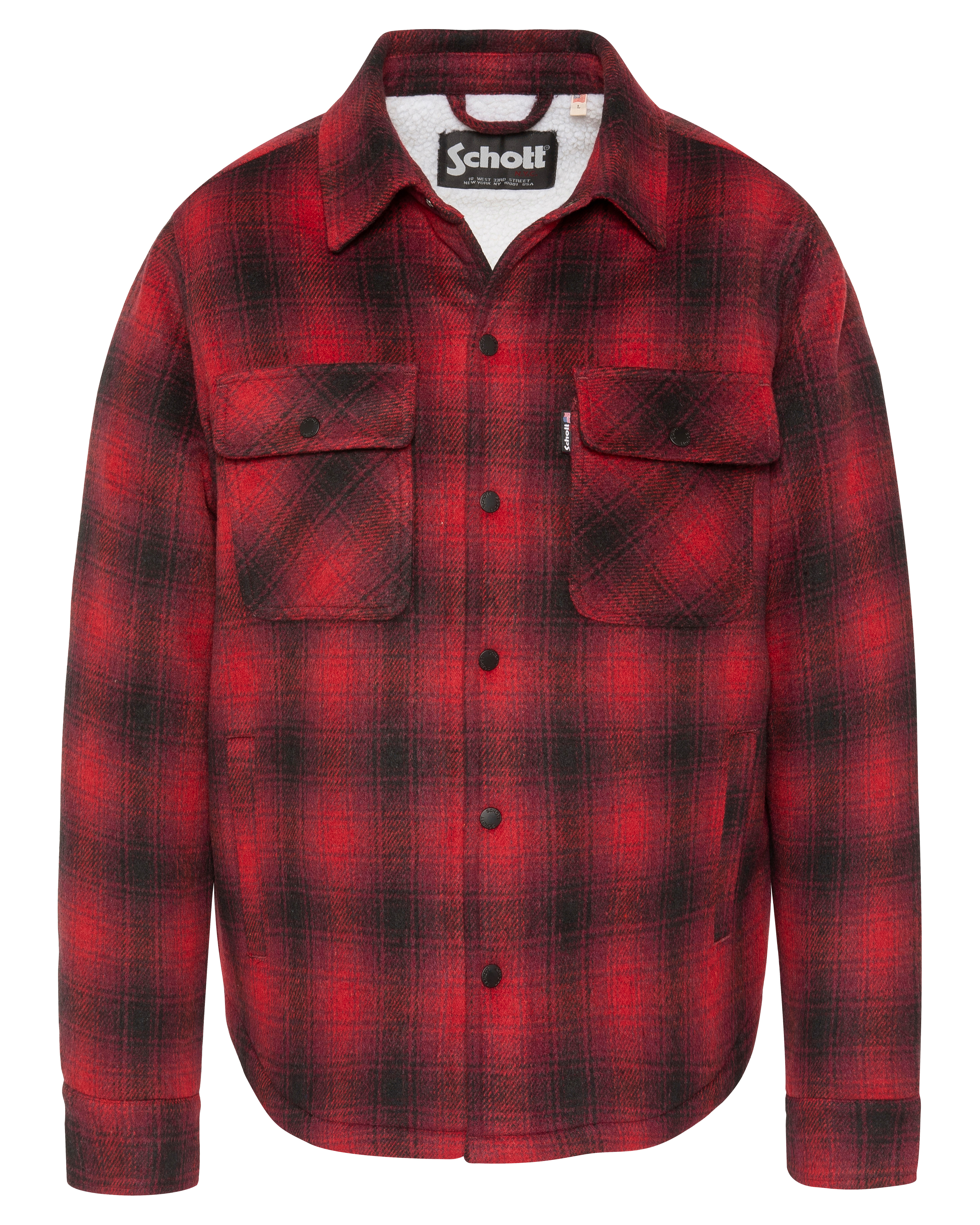 Veste à carreaux doublée sherpa, SCHOTT