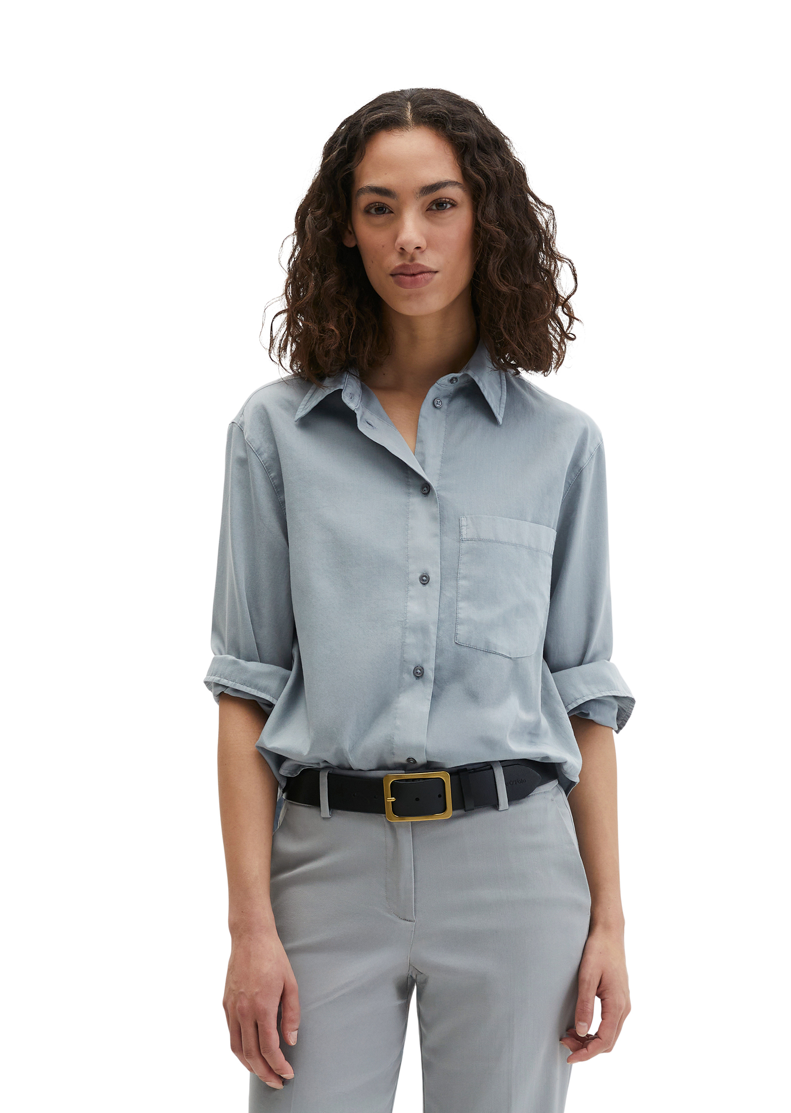 Blouse relaxed cropped en satin de coton, MARC O'POLO
