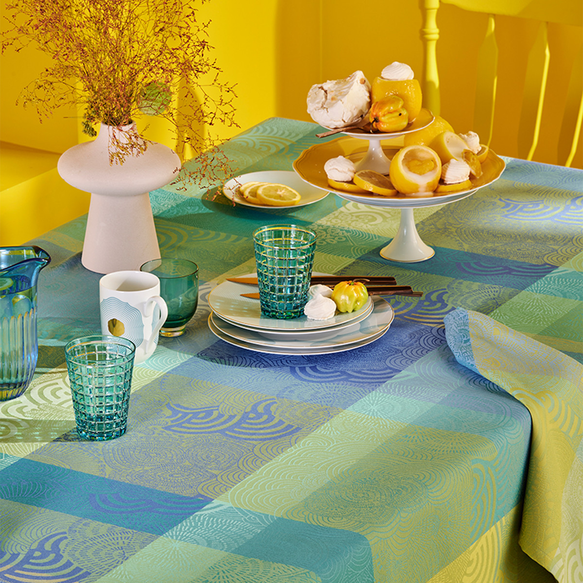 Nappe Garnier-Thiebaut Motif Mille Phoenix - Dimensions 71x118 Cm - Coton 100% - Automne