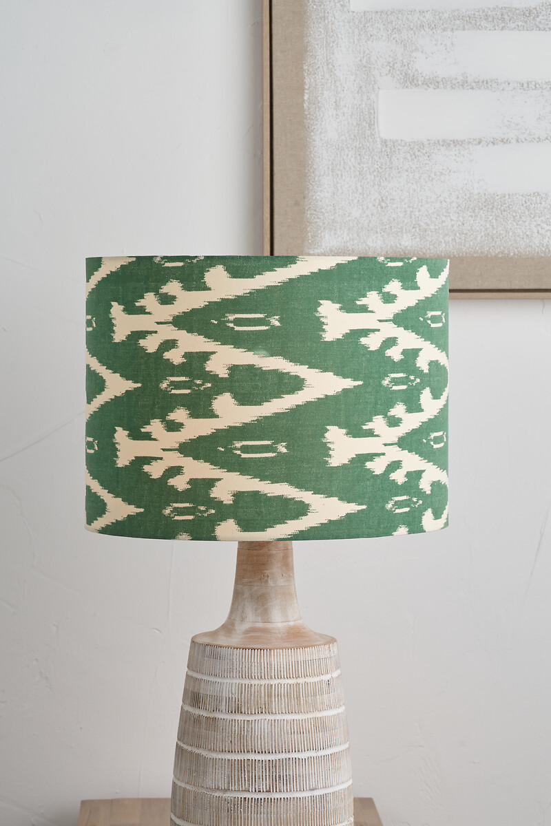 40cm Larissa Ikat Patterned Cylinder Shade in Racing Green, ÉDITÉ