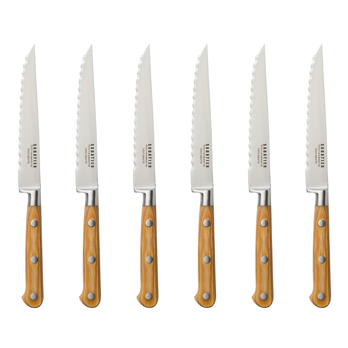 Set 6 couteaux steak - ESSENTIEL, SABATIER TROMPETTE
