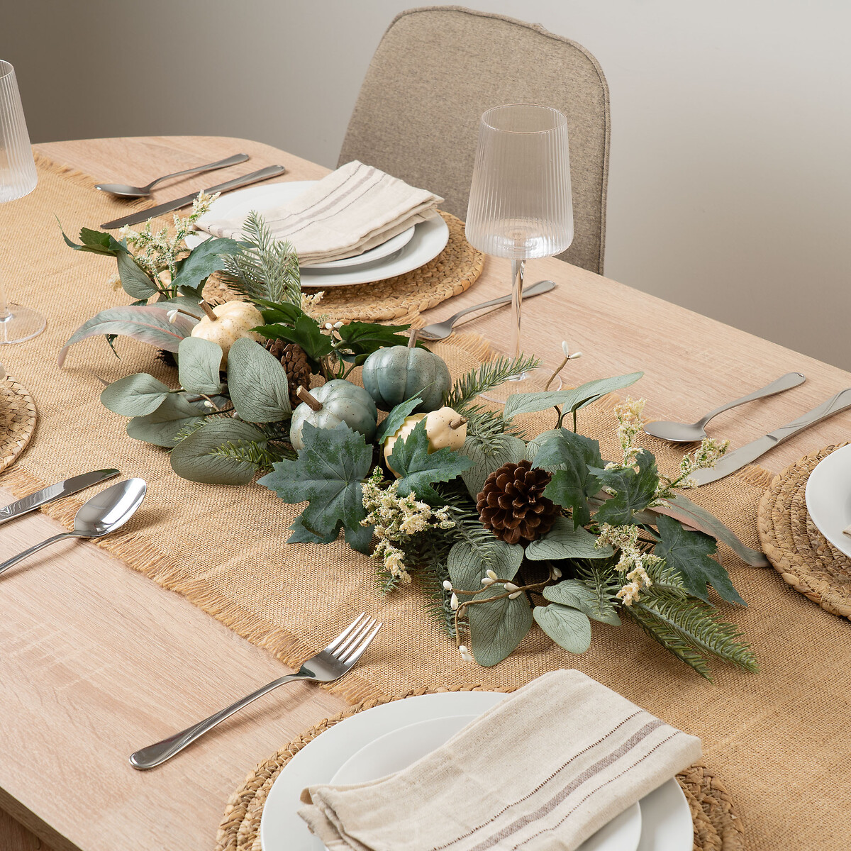 80cm Pumpkin Table Centrepiece Swag in Green, SO'HOME