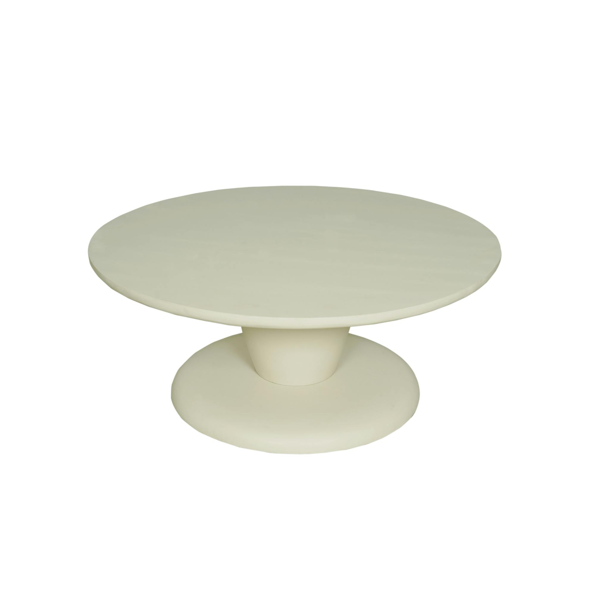 Table basse ronde en bois sable à pied central ALMA, PIER IMPORT