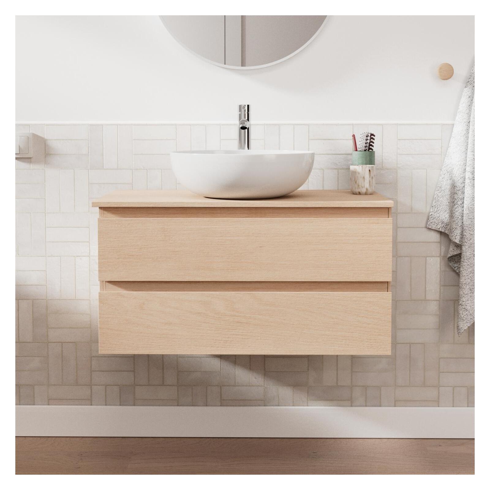 Ensemble meuble simple vasque 80 cm + vasque + robinet SORRENTO, MOB IN
