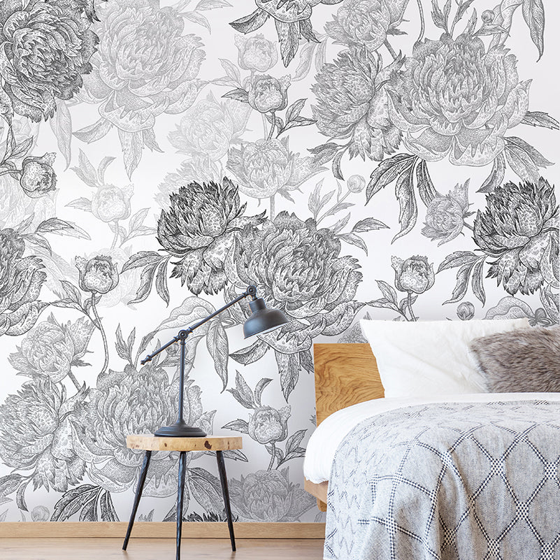 Papier peint panoramique Romance - fleurs oversize suédoises 288x270 cm, LE PAPIERS DE NINON