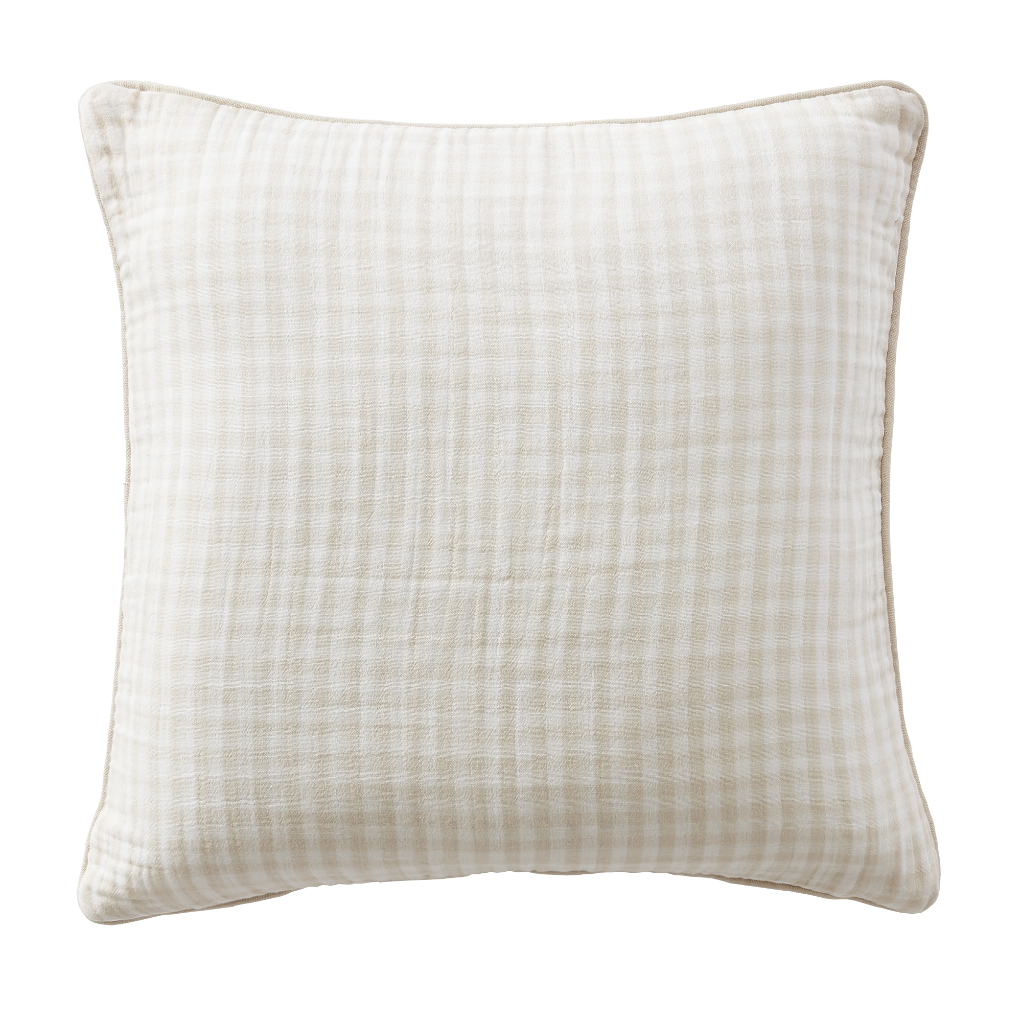Coussin avec passepoil 45x45 cm Gaze de Coton Quadri Naturel, EDEN