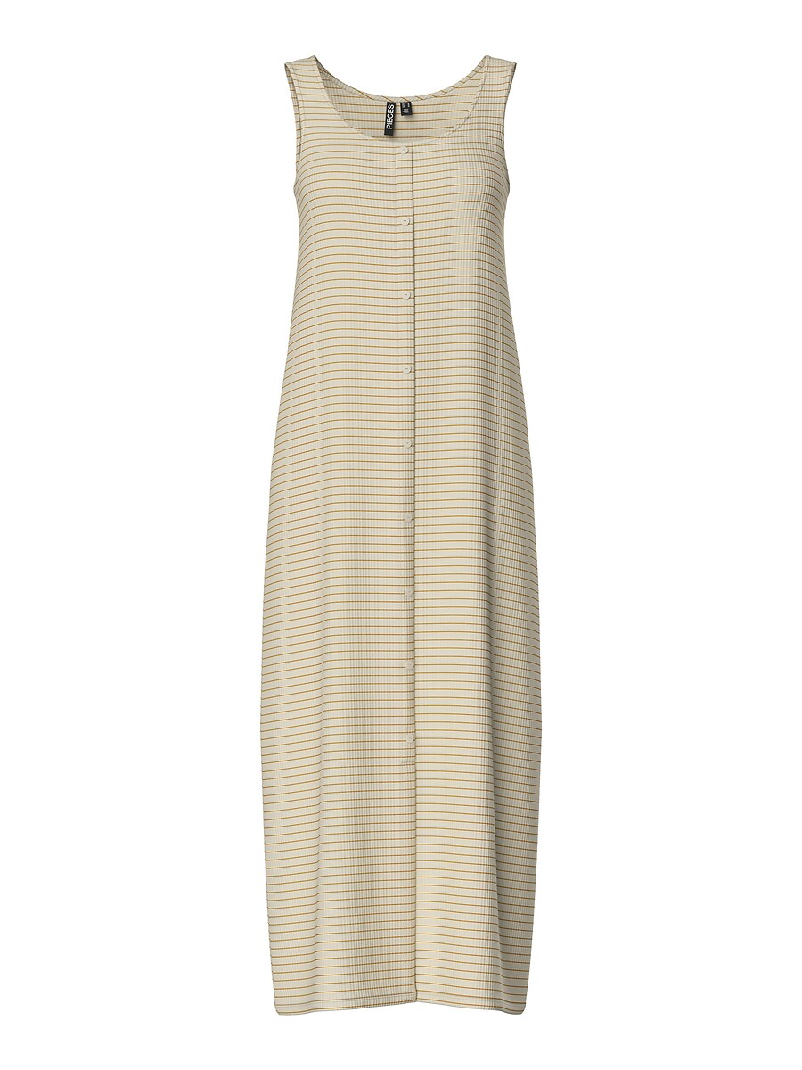 Gestreepte maxi-jurk met knoopsluiting