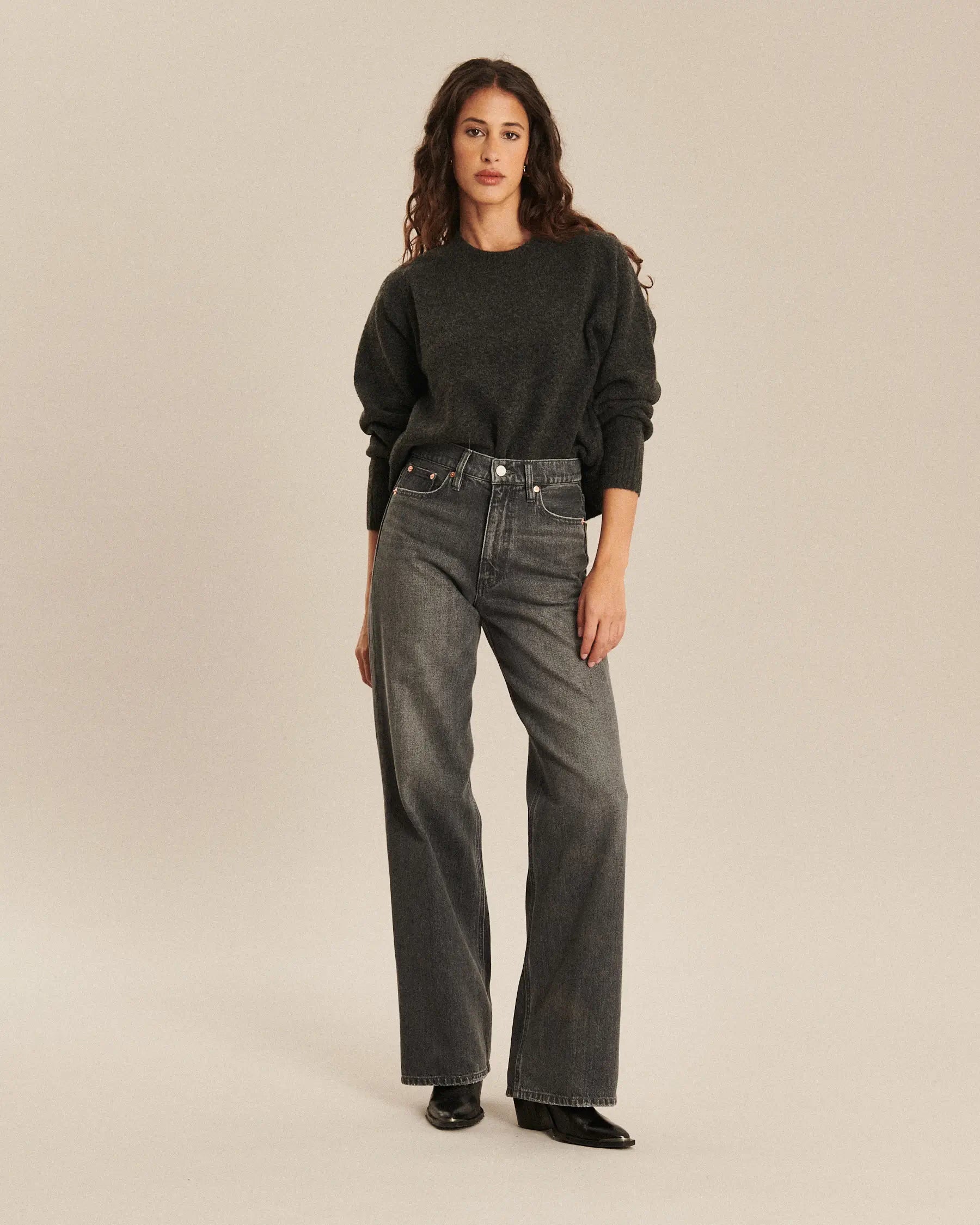 JEANS DROIT LARGE TAILLE HAUTE DENIM, LABDIP