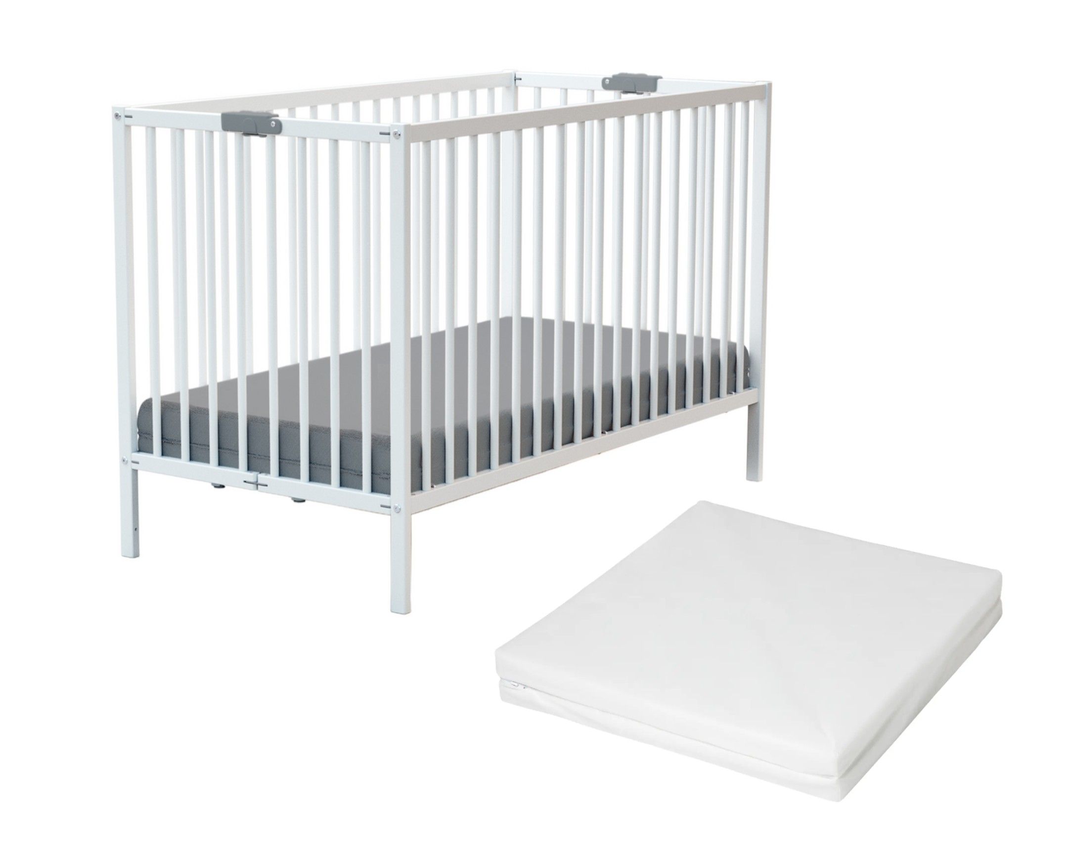 Lit bébé pliant en bois avec matelas FLEX, WEBABY