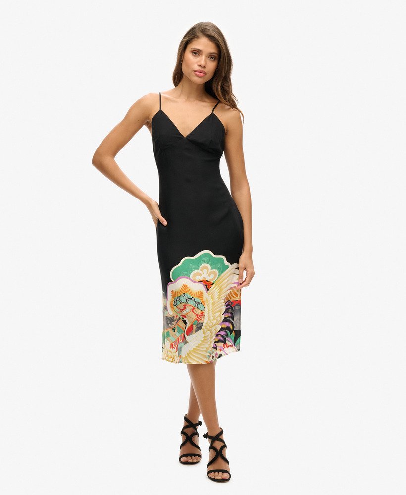 Robe caraco mi-longue imprimée à enfiler, SUPERDRY