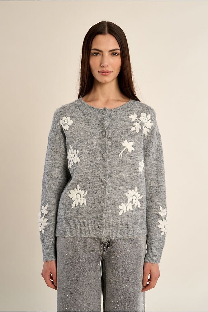 Cardigan in maglia a fiori, MOLLY BRACKEN