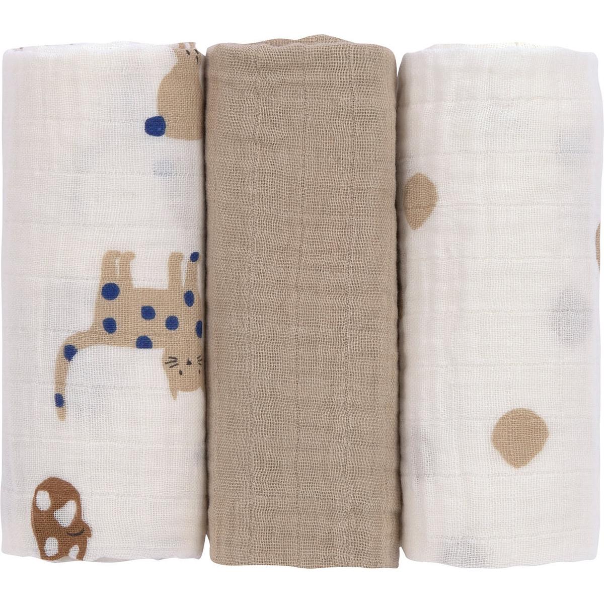 Lot de 3 langes mousseline Feuille, LASSIG