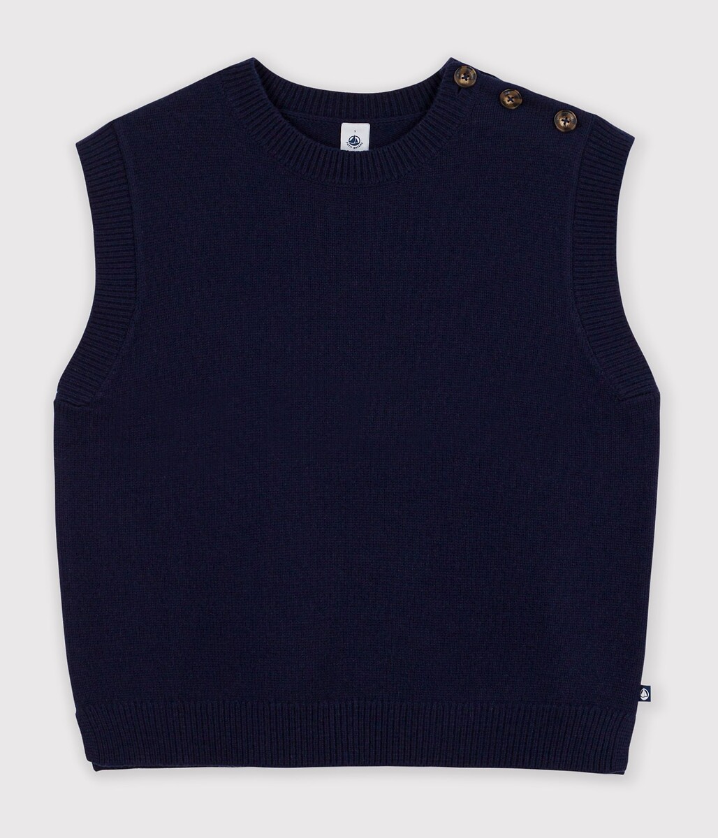 Pull sans manches en laine majoritaire, PETIT BATEAU