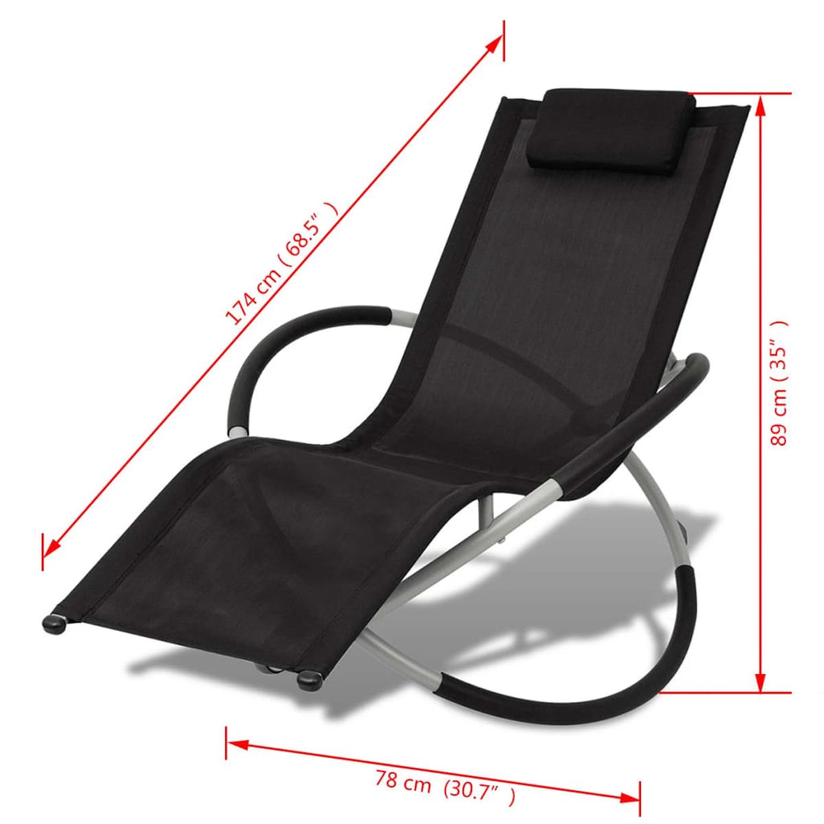 Chaise longue ergonomique et pliable noir Home Maison