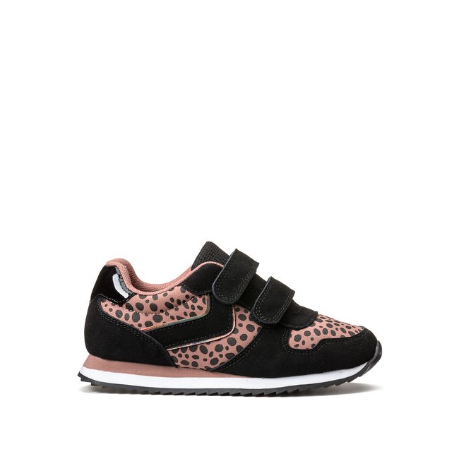 Kids Trainers with Touch 'n' Close Fastening, black/pink, LA REDOUTE COLLECTIONS