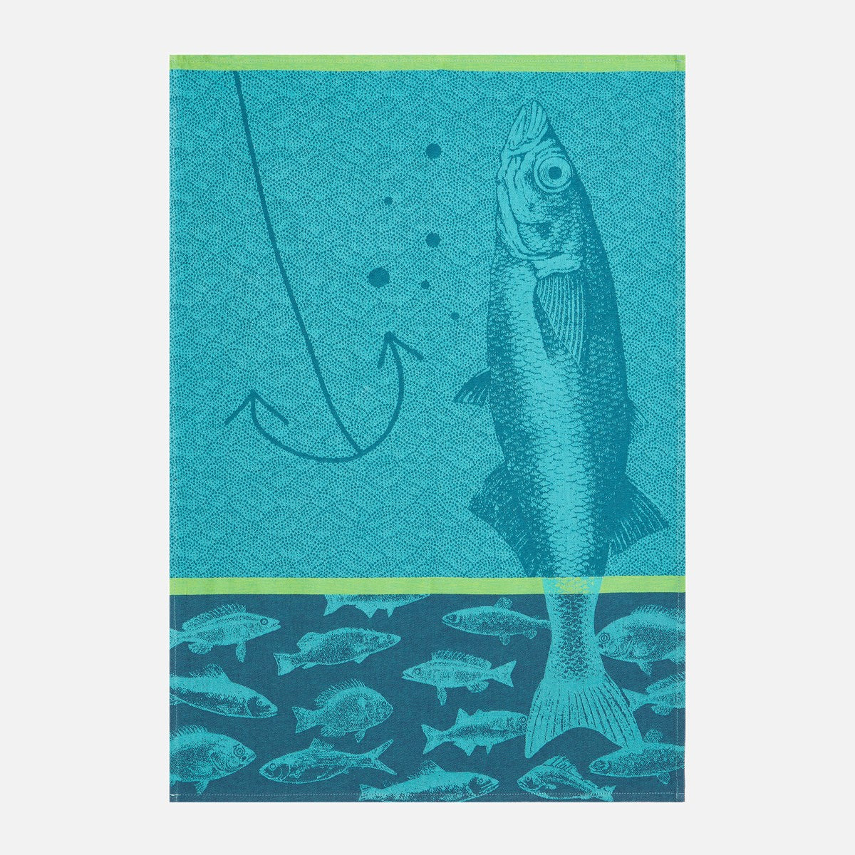Torchon jacquard en coton POISSONS, COUCKE