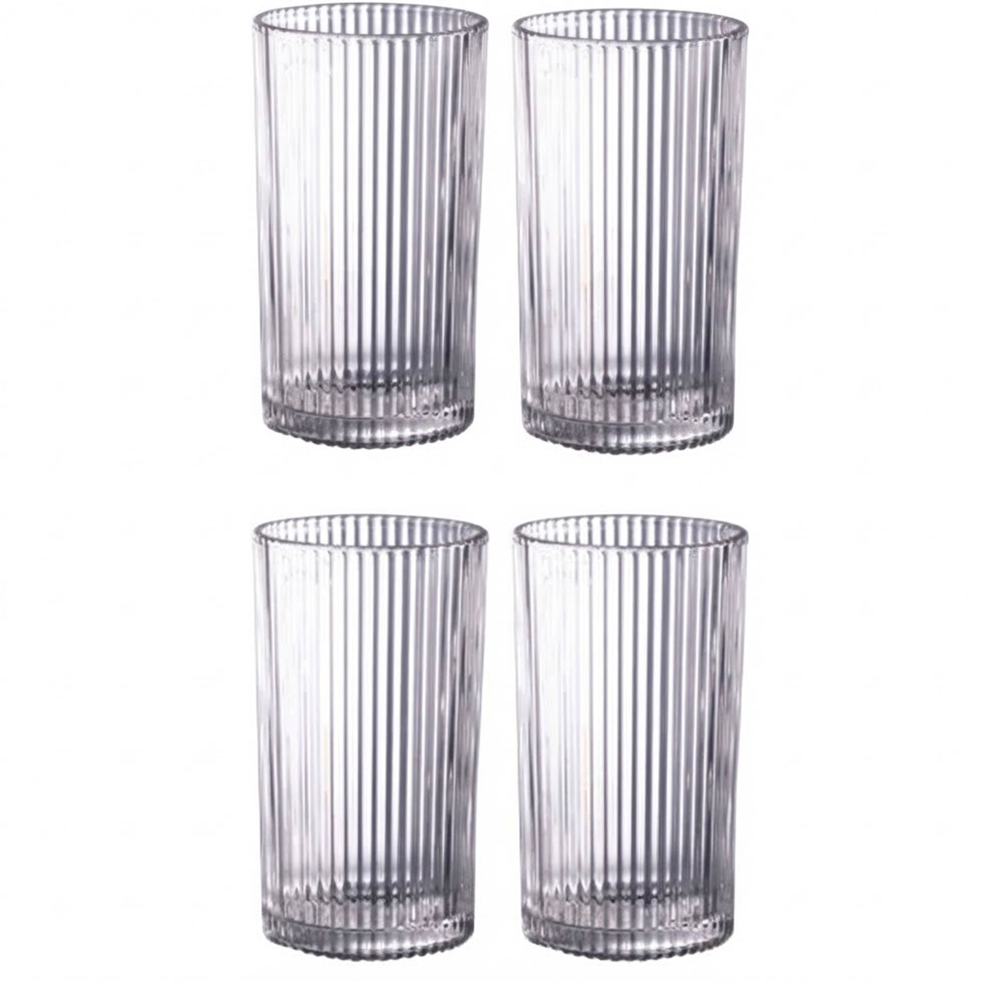 Set de 4 gobelets à eau en verre strié 40cl, WADIGA