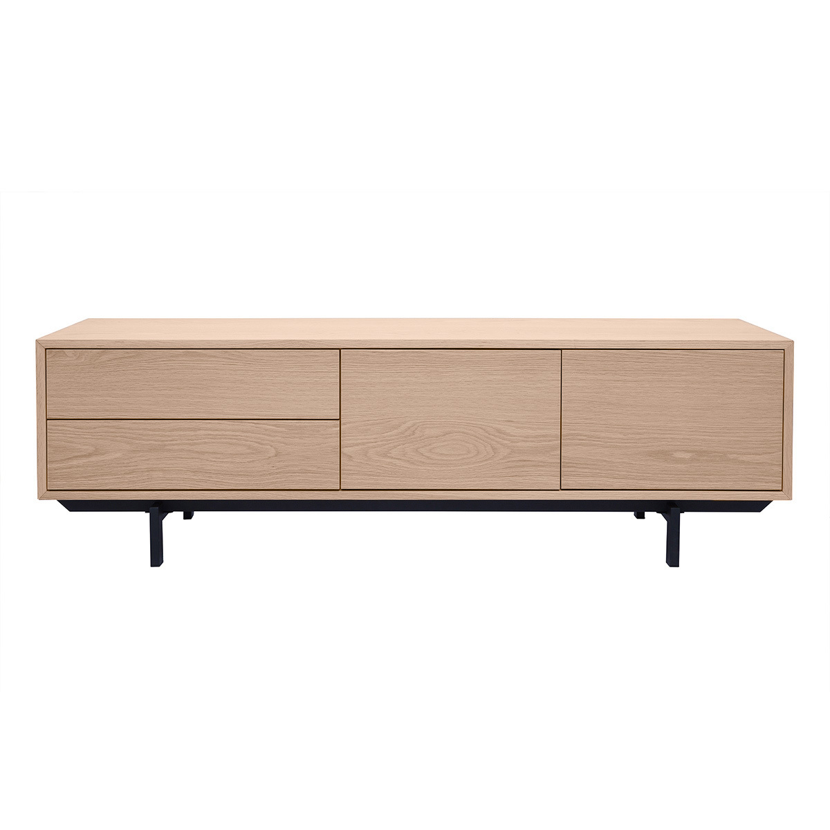 Meuble TV finition bois chêne avec rangements fermés L160 cm MANNY, MILIBOO