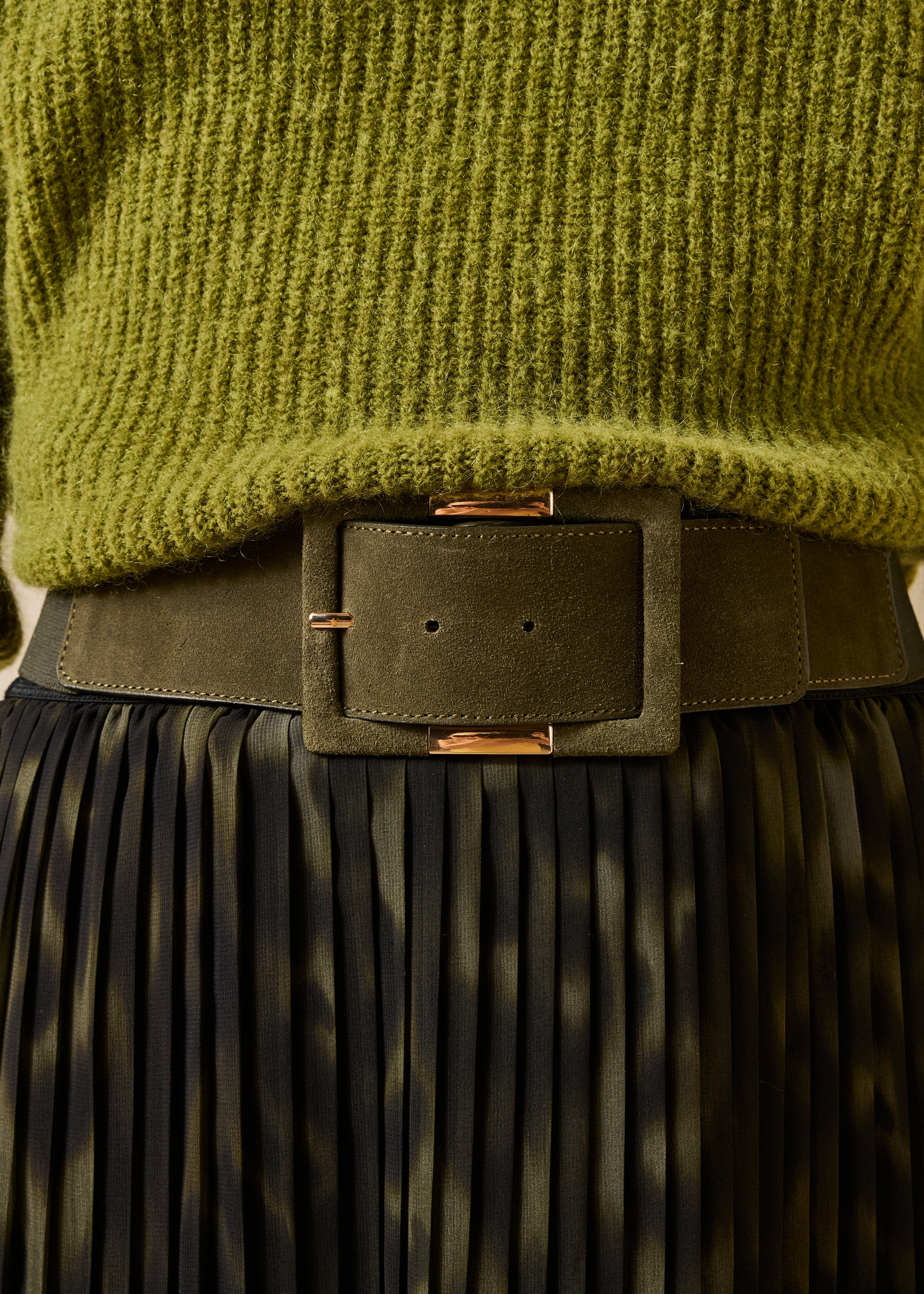 Ceinture large en cuir boucle rectangulaire, LA FEE MARABOUTEE