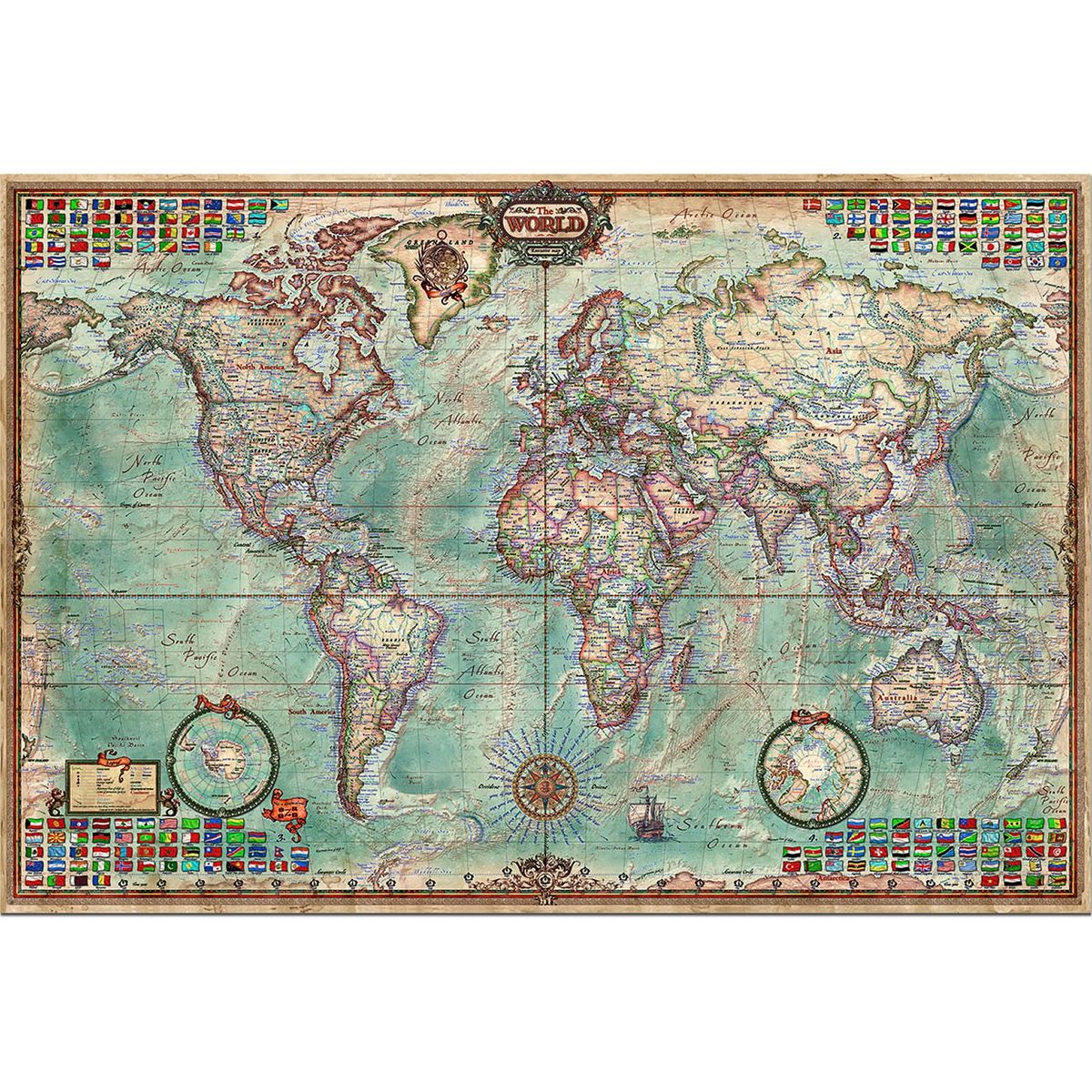 Puzzle Ravensburger 17411 Mappemonde Antique Carte Géographique Globe 5000 Pièce 