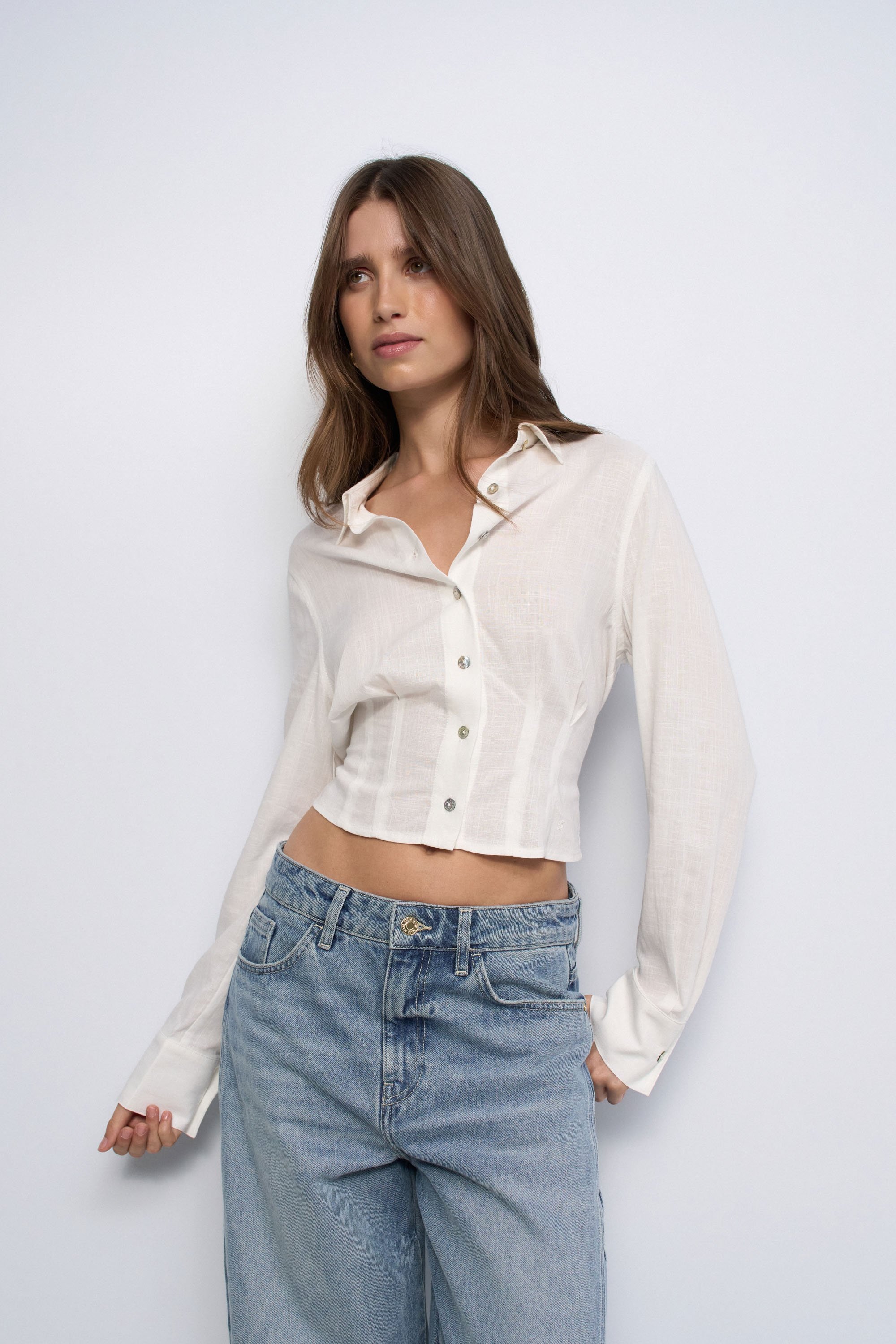 CHEMISE CROPPED AVEC LIN, SALSA JEANS