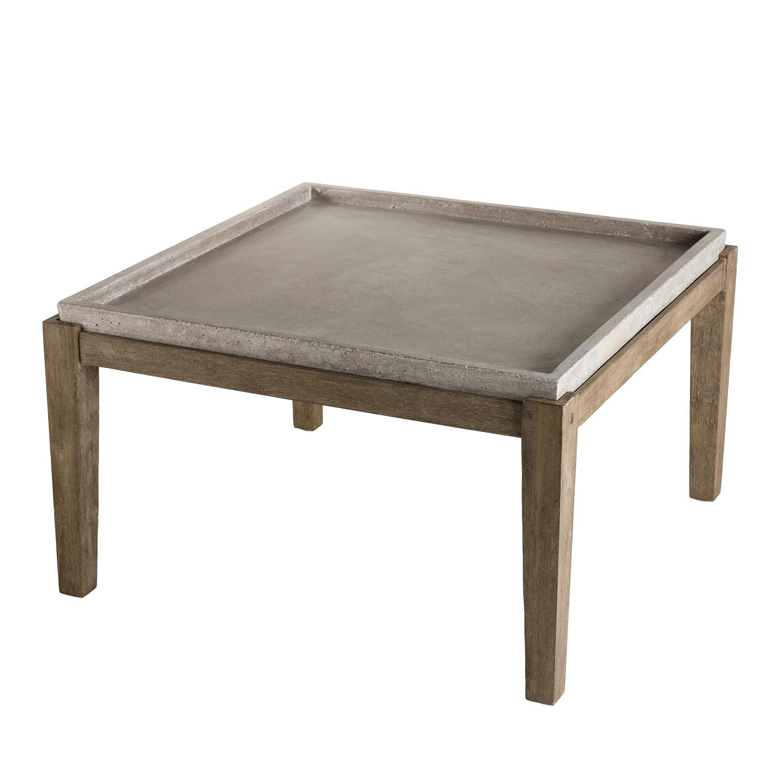 Table basse de jardin carrée maison de campagne en bois acacia et béton 84x84cm SUMMER, PIER IMPORT