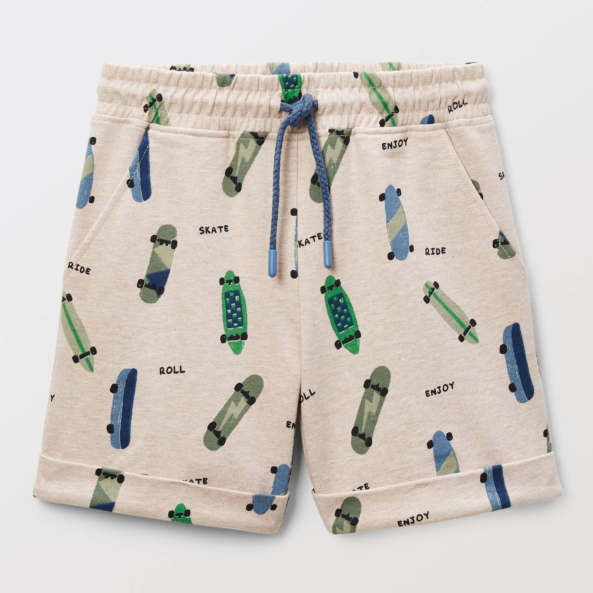 Short élastiqué en molleton imprimé en coton BIO GOTS, MONOPRIX
