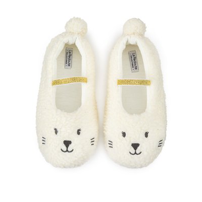 Kids Fluffy Ballerina Slippers with Bunny Rabbit Embroidery LA REDOUTE COLLECTIONS
